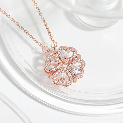 TFC Multi Clover & Heart Stone Gold Plated Pendant Necklace