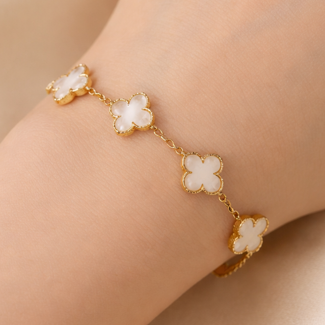 TFC White Flower Gold Plated Chain Bracelet