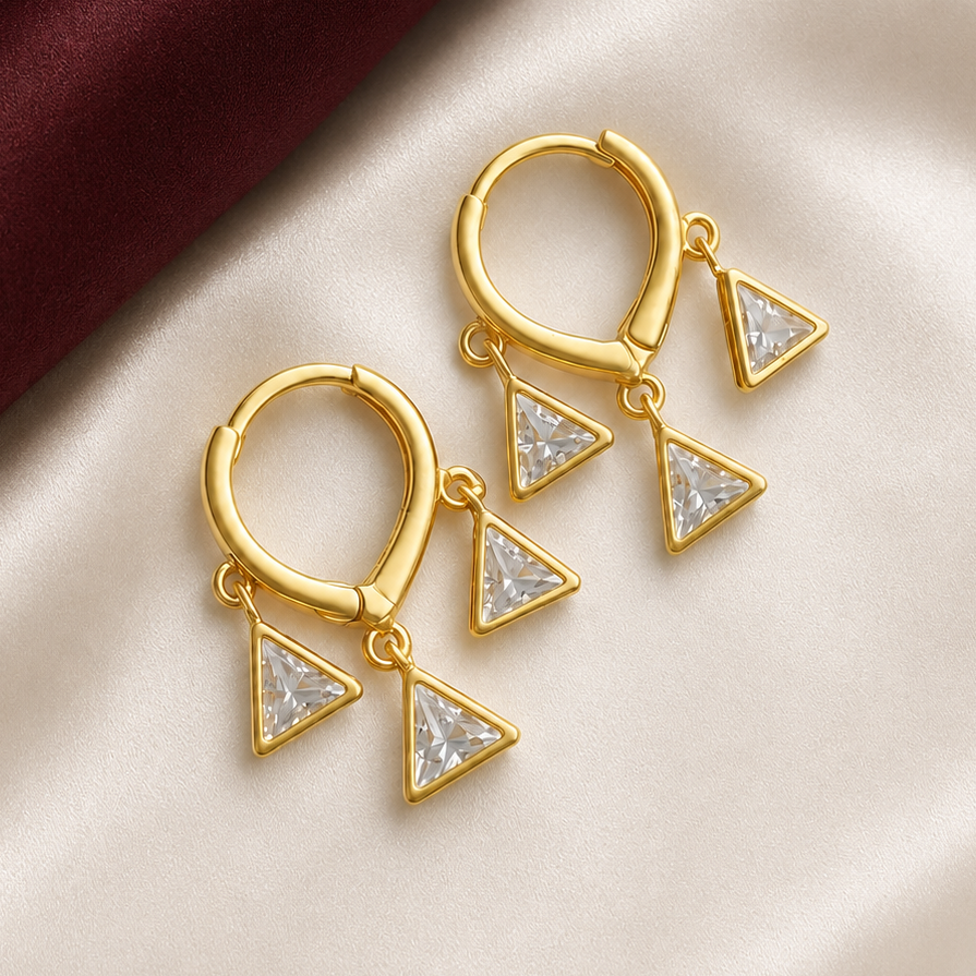 TFC 3 Drop Gold Plated Earring