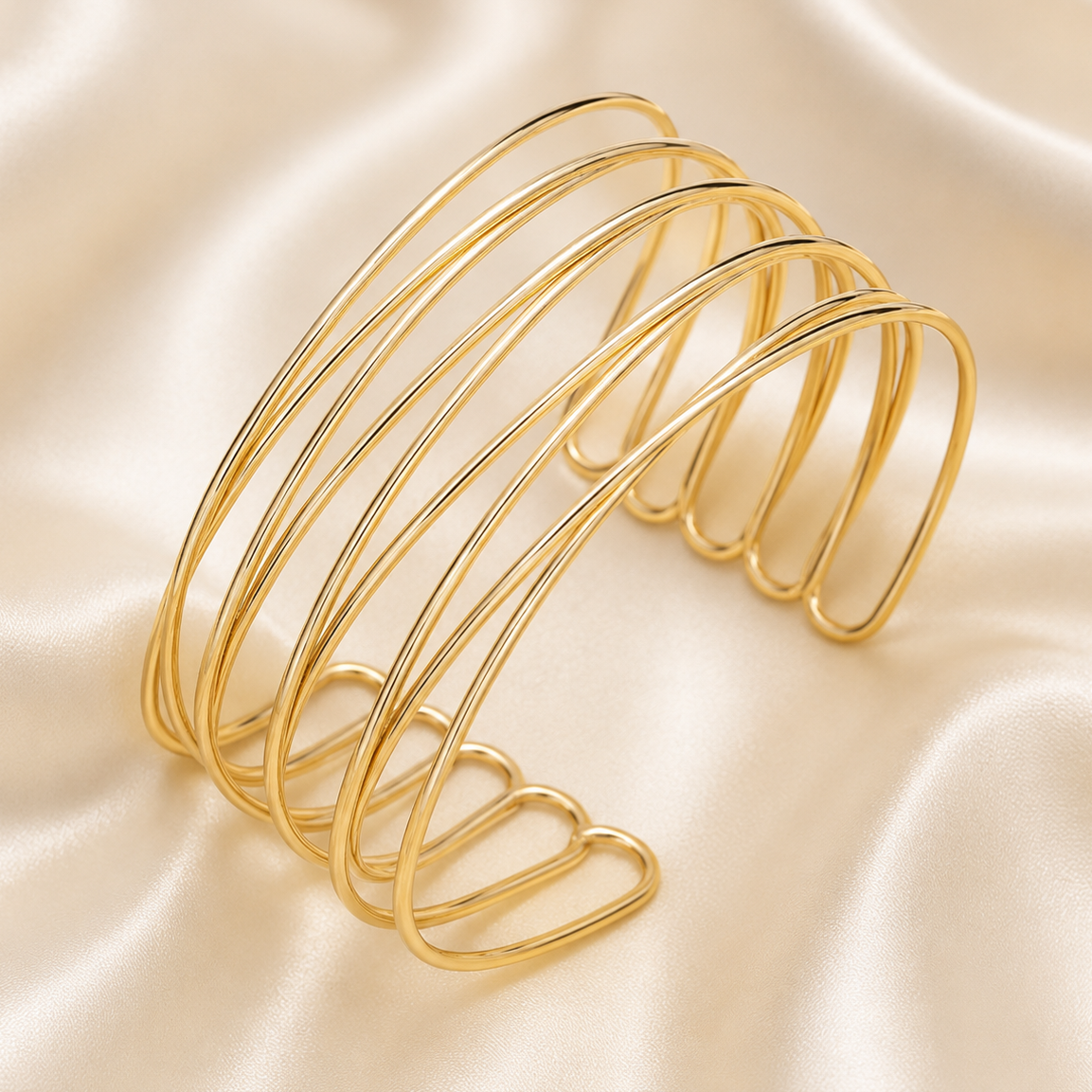 TFC Adjustable Infinity Lines Gold Plated Cuff Bracelet