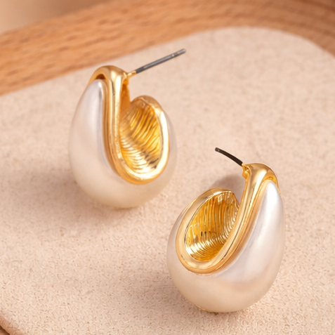 TFC Pearl Peanut Gold Plated Earrings