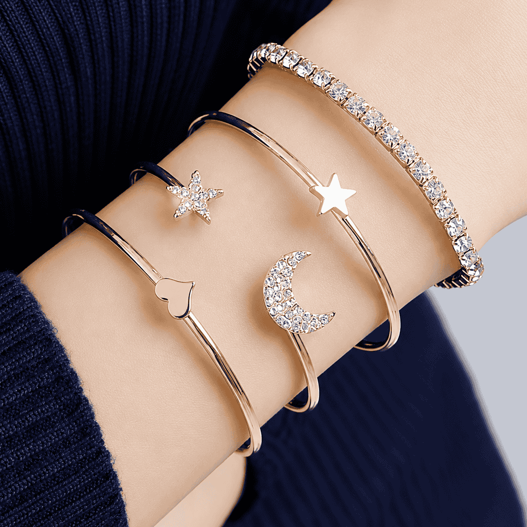TFC Moon Star Gold Plated Bracelet (Set of 4)