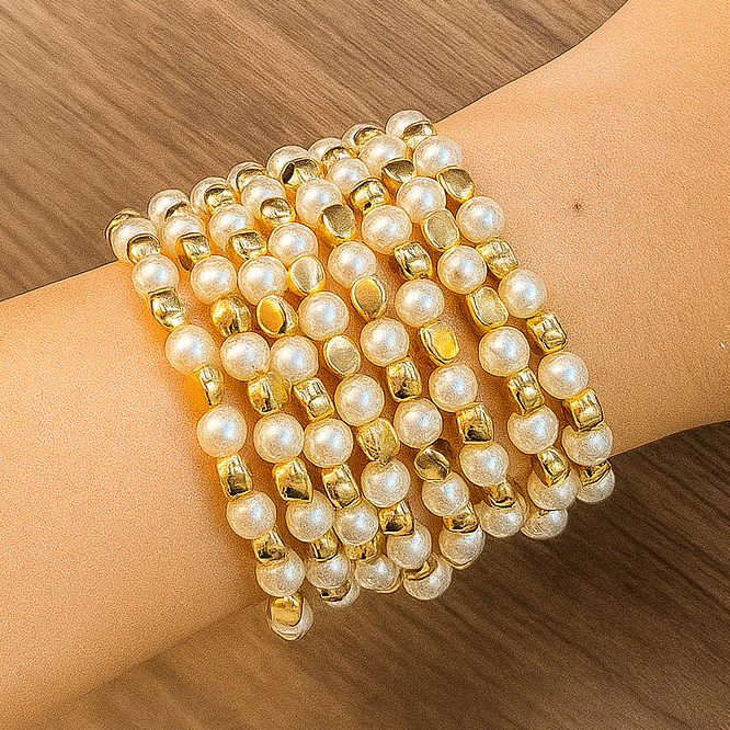 TFC Pearlies Gold Plated Bracelet (set of 8)