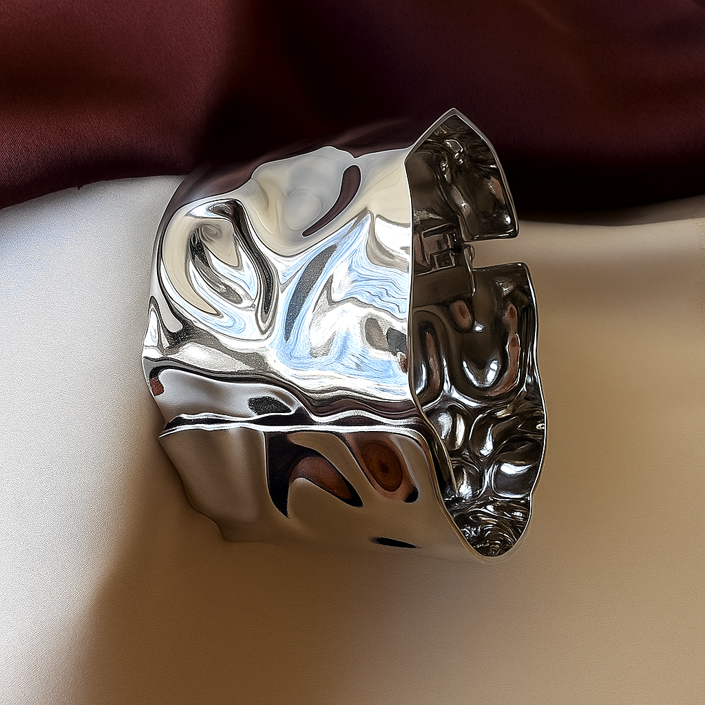 TFC Size 2.6 Merge Ends Silver Plated Bracelet Bangle