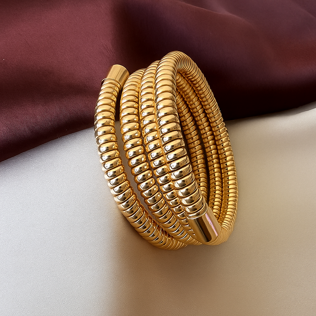 TFC Size 2.6 Boldy Spiral Gold Plated Bracelet Bangle