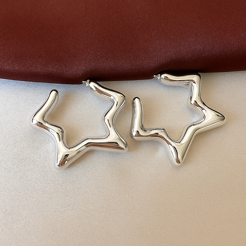 TFC Star Shape Silver Plated Stud Earrings