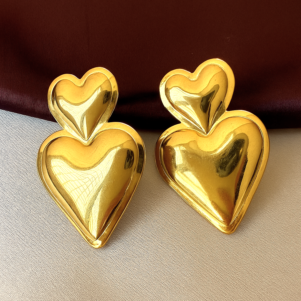 TFC Flicker Heart Gold Plated Stud Earrings