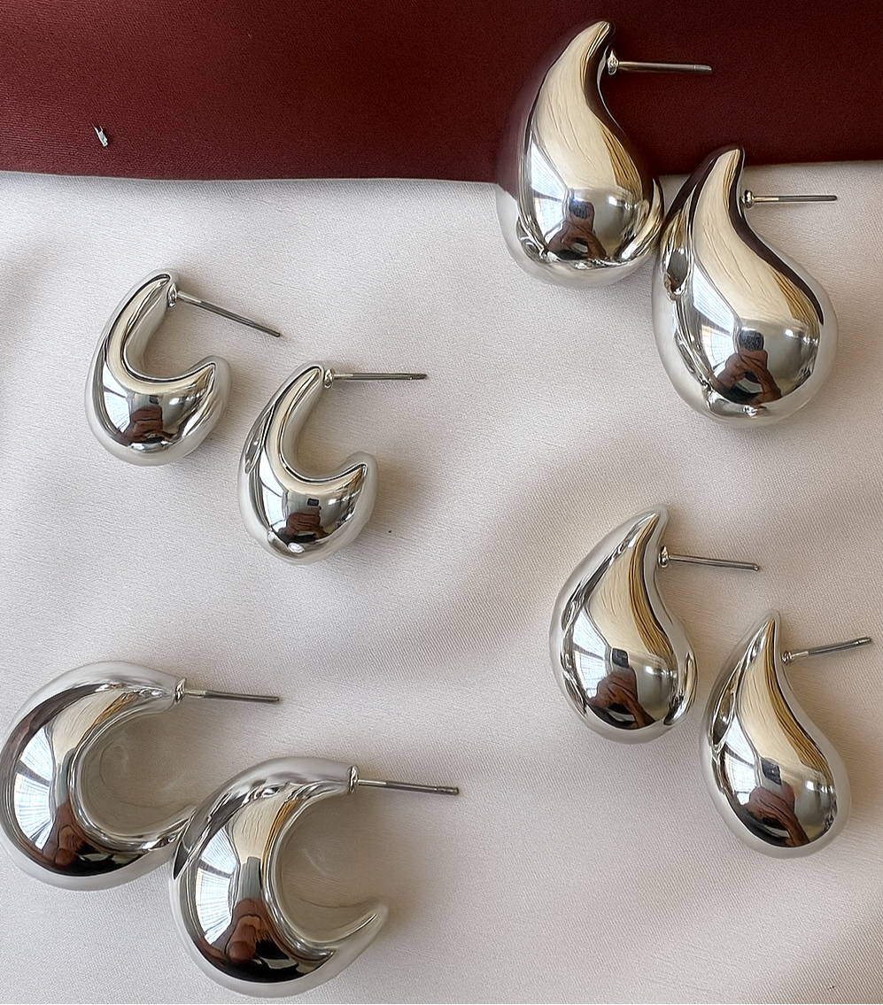TFC Simple Shine Silver Plated Stud Earrings (combo set )