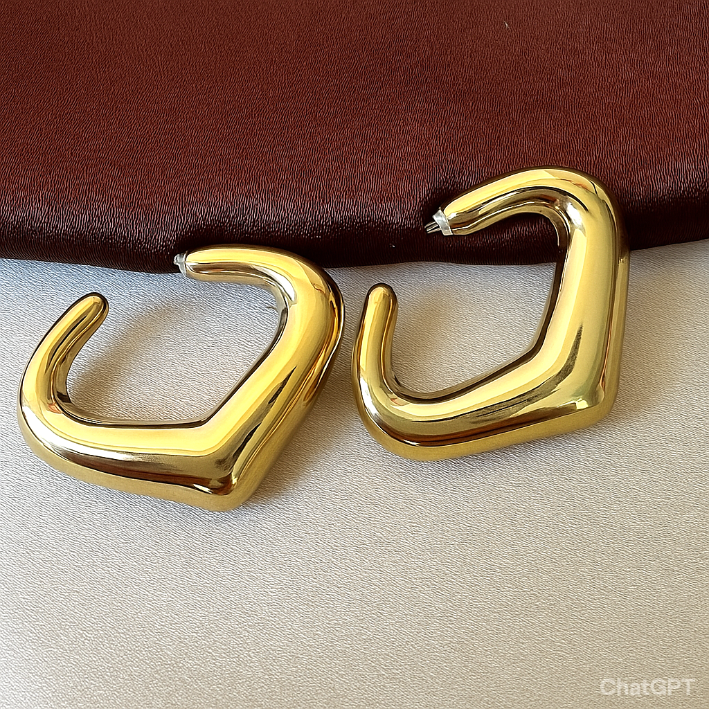 TFC Drop Shape Gold Plated Stud Earrings