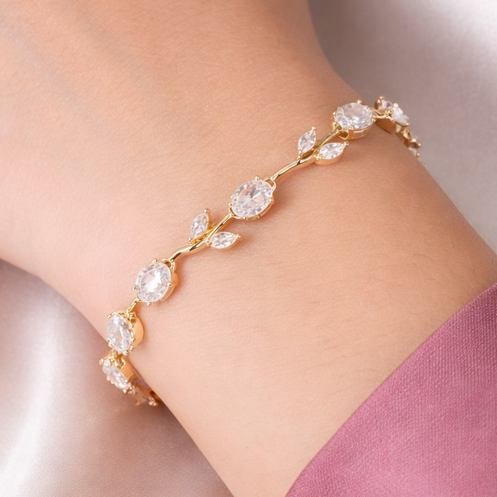 TFC White Elegant Tulip Gold Plated Wraparound bracelet