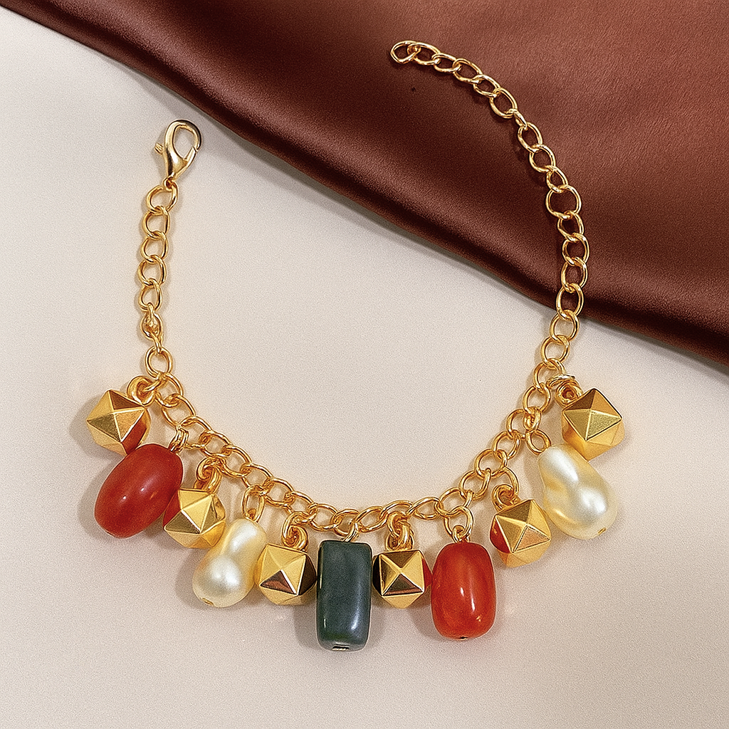 TFC MIX Color Big Charms Gold Plated Bracelet