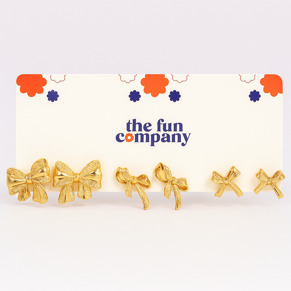 TFC Bow Collection Gold Plated Stud Earrings (combo set)