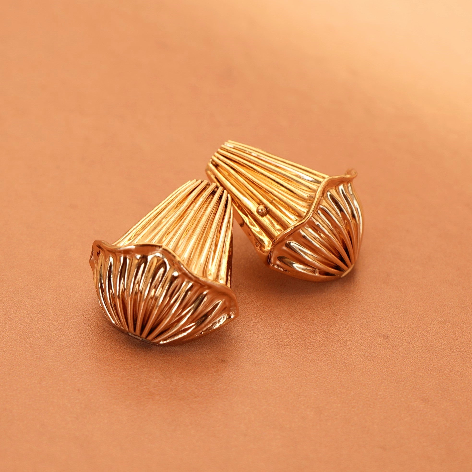 TFC Vortex Bell Gold Plated Stud Earrings