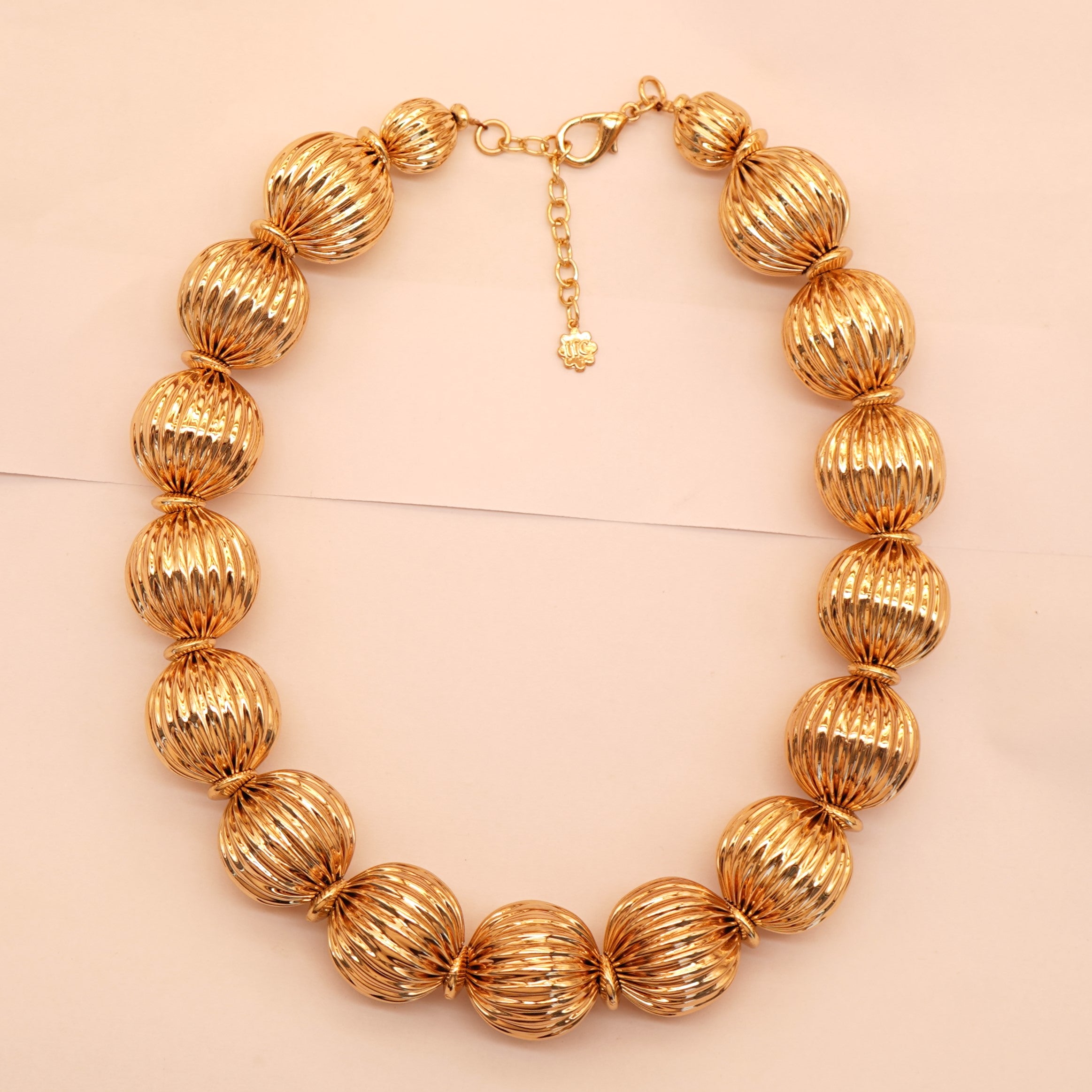 TFC Vortex Bold Bead Statement Gold Plated Necklace