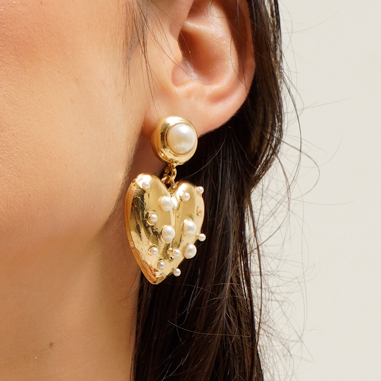 TFC 18K Love Bump Gold Plated Dangler Earrings