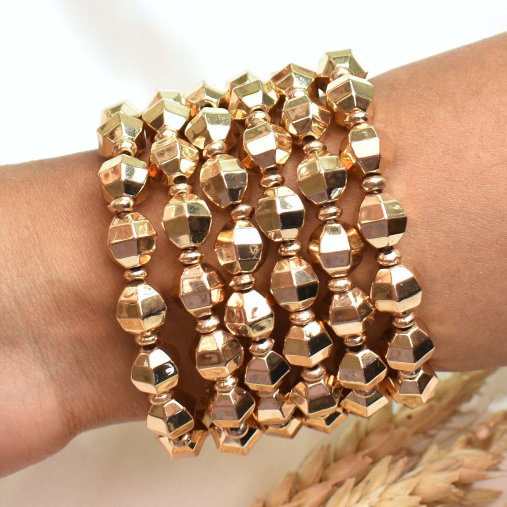 TFC Dingy Gold Plated Stacked Bracelet (set of 6)