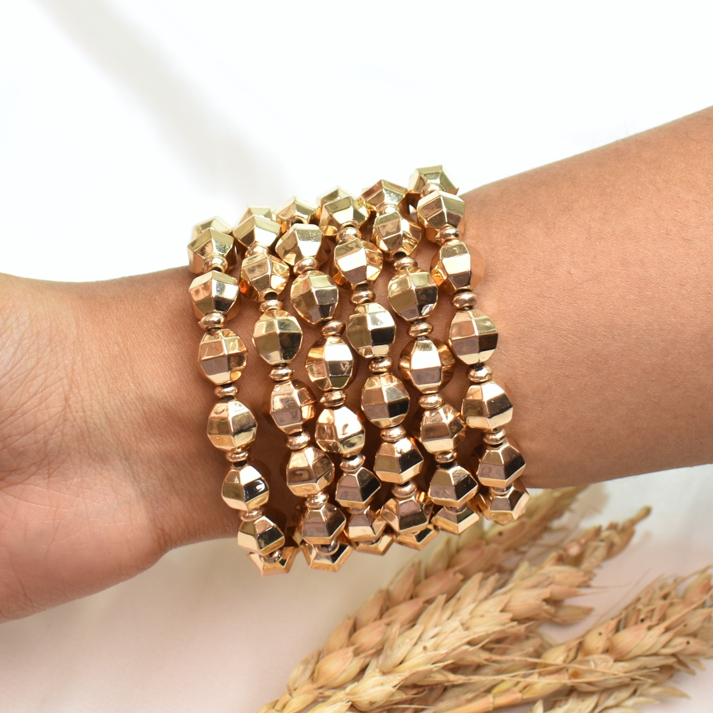 TFC Dingy Gold Plated Stacked Bracelet (set of 6)