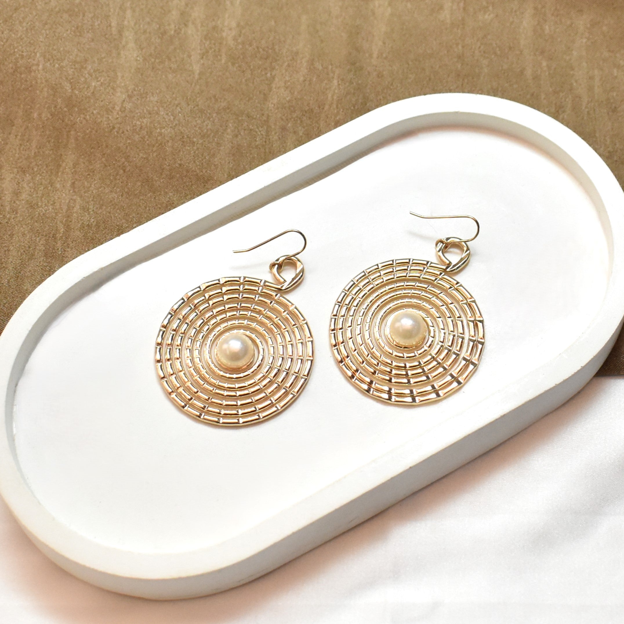 TFC Round Brick Maze Hoop Earrings