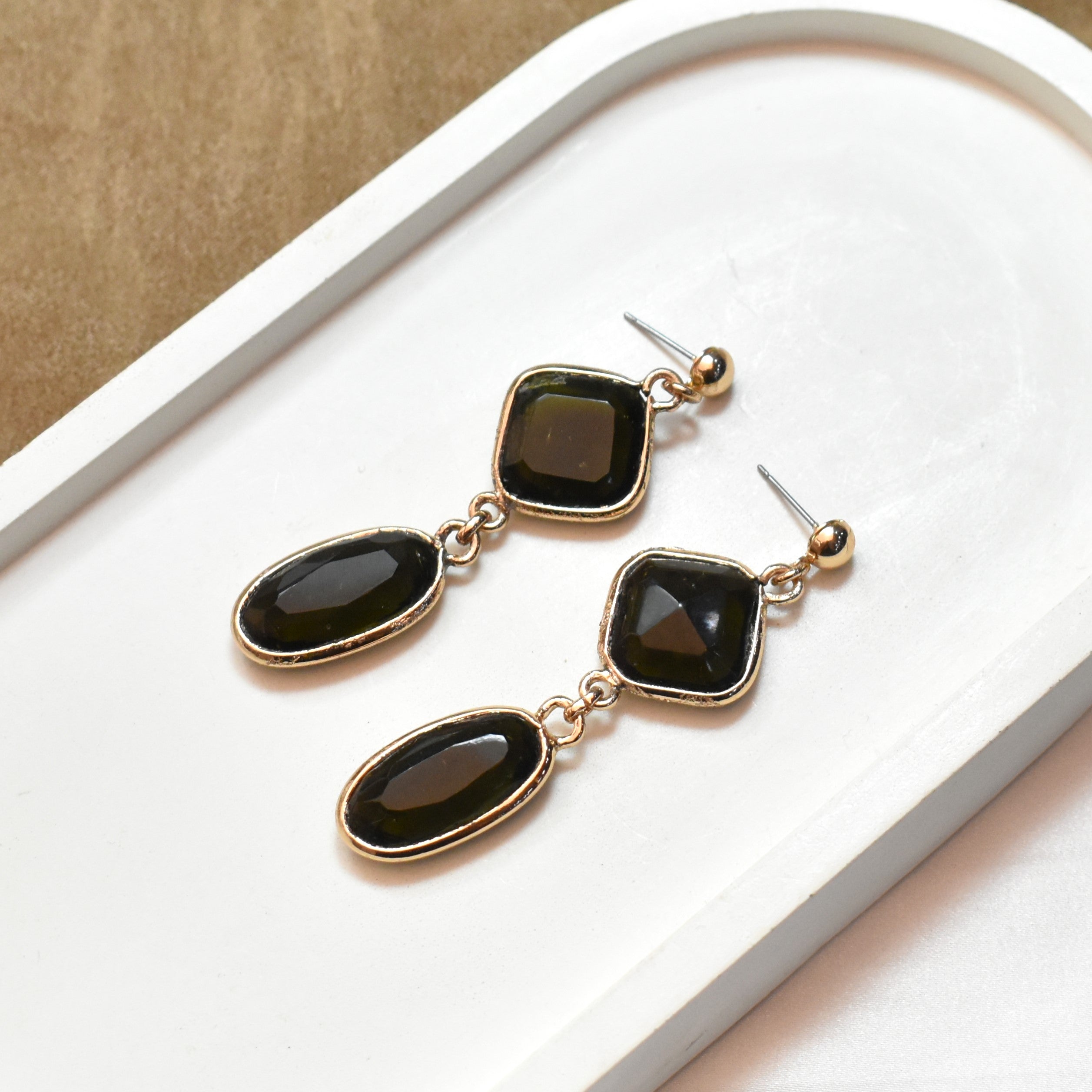 TFC Double Black Emerald Hoop Earring