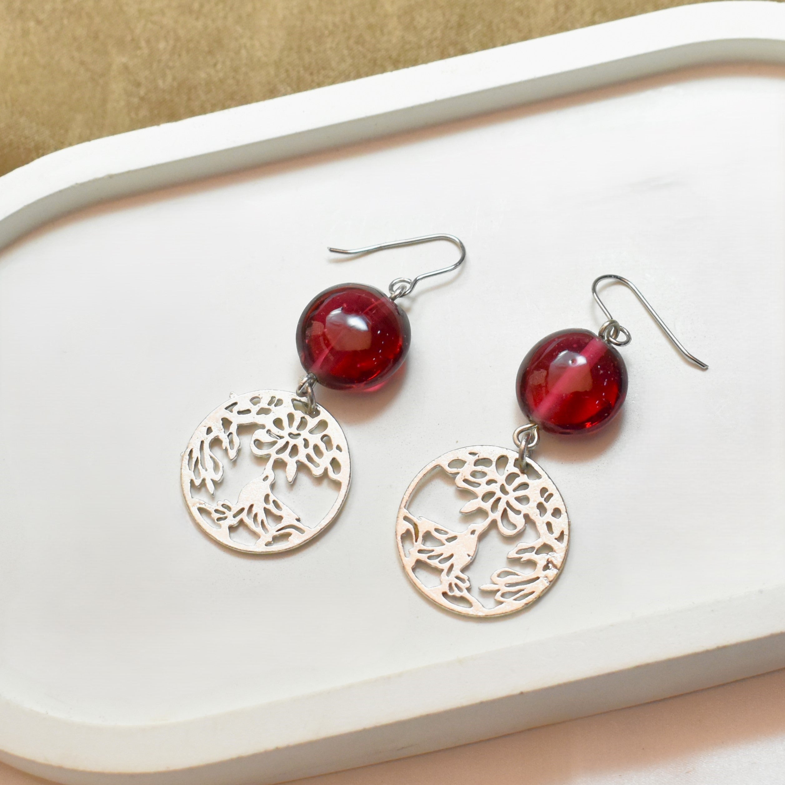 Tfc Crimson Bloom Dangler Earrings