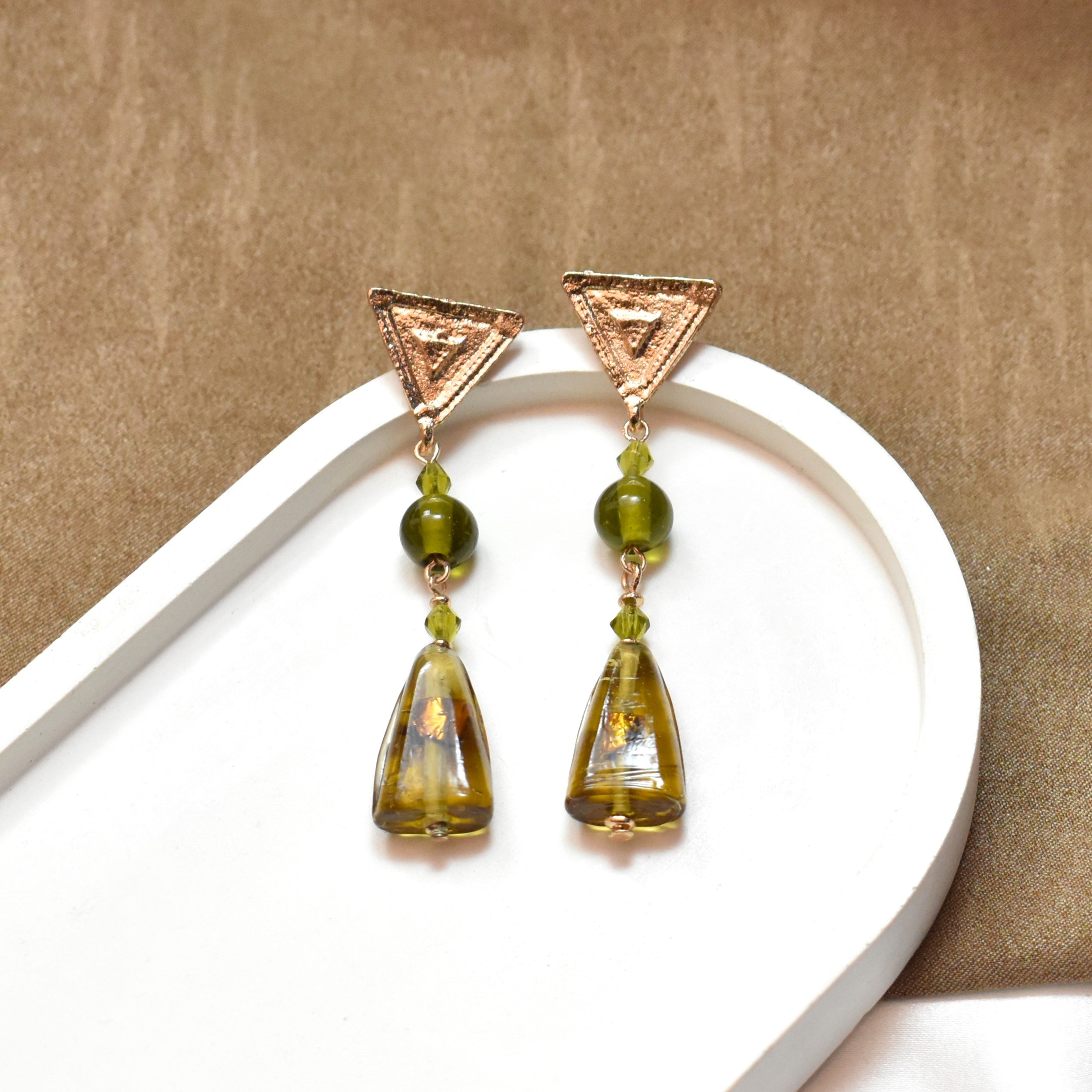 TFC Olive Golden Dangler Earring