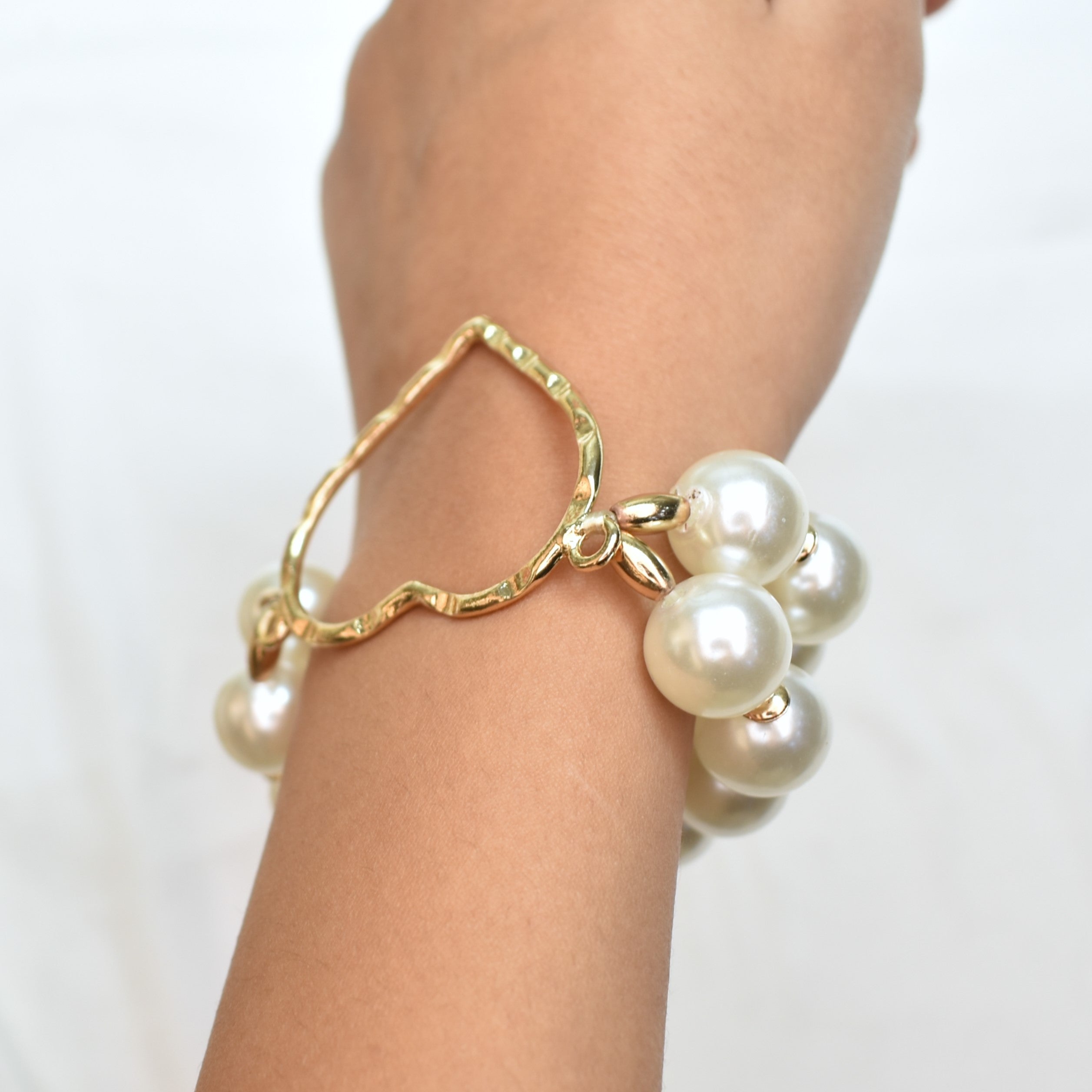 TFC Heart Pearl Charm Gold Plated Bracelet