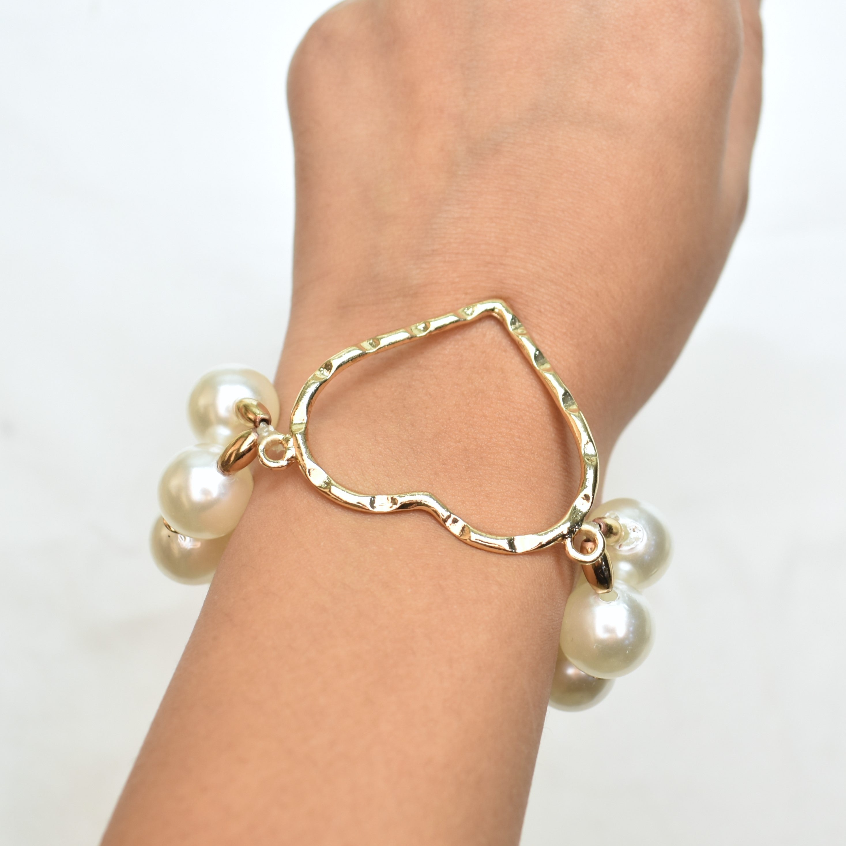 TFC Heart Pearl Charm Gold Plated Bracelet