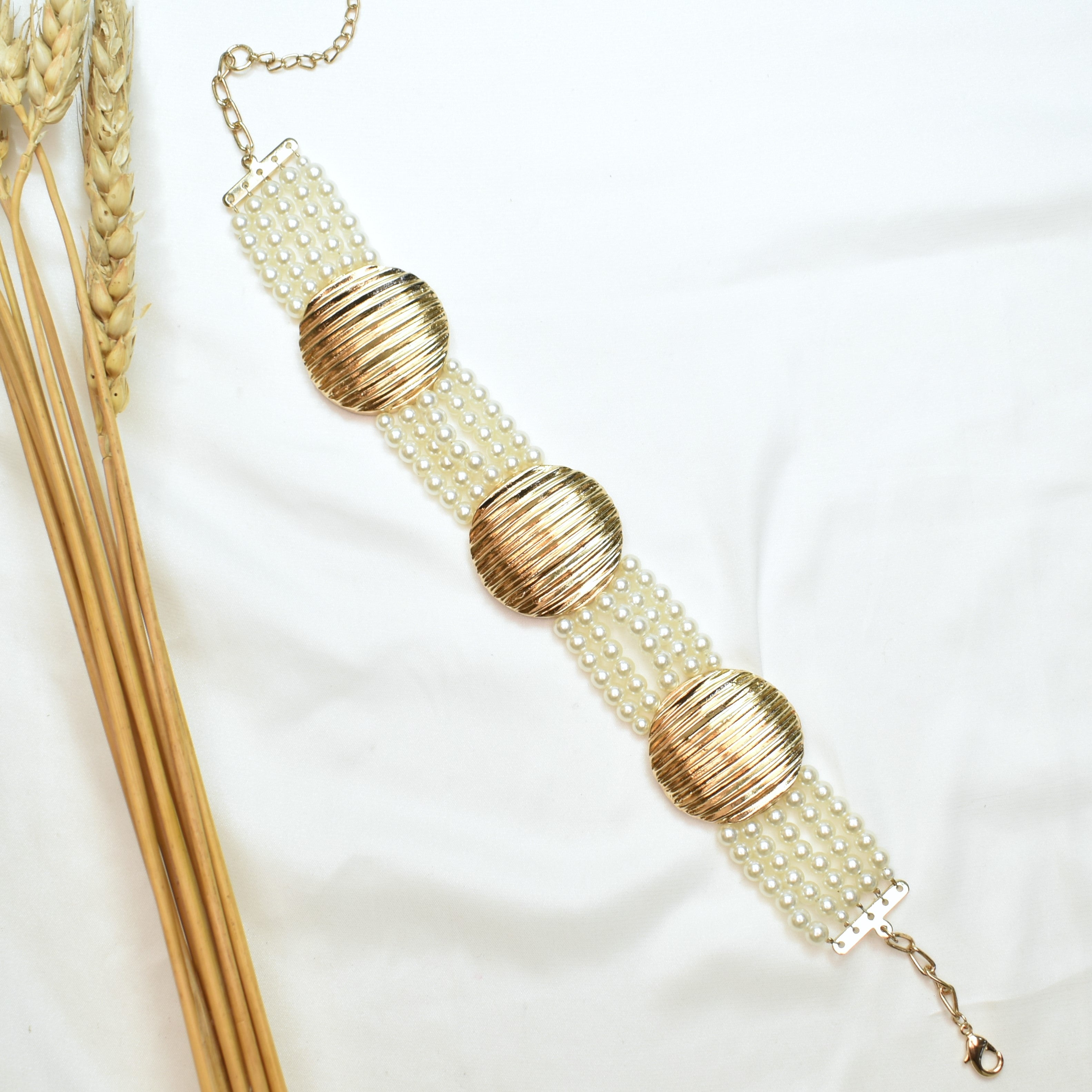 TFC Pearl Net Gold Plated Choker Necklace