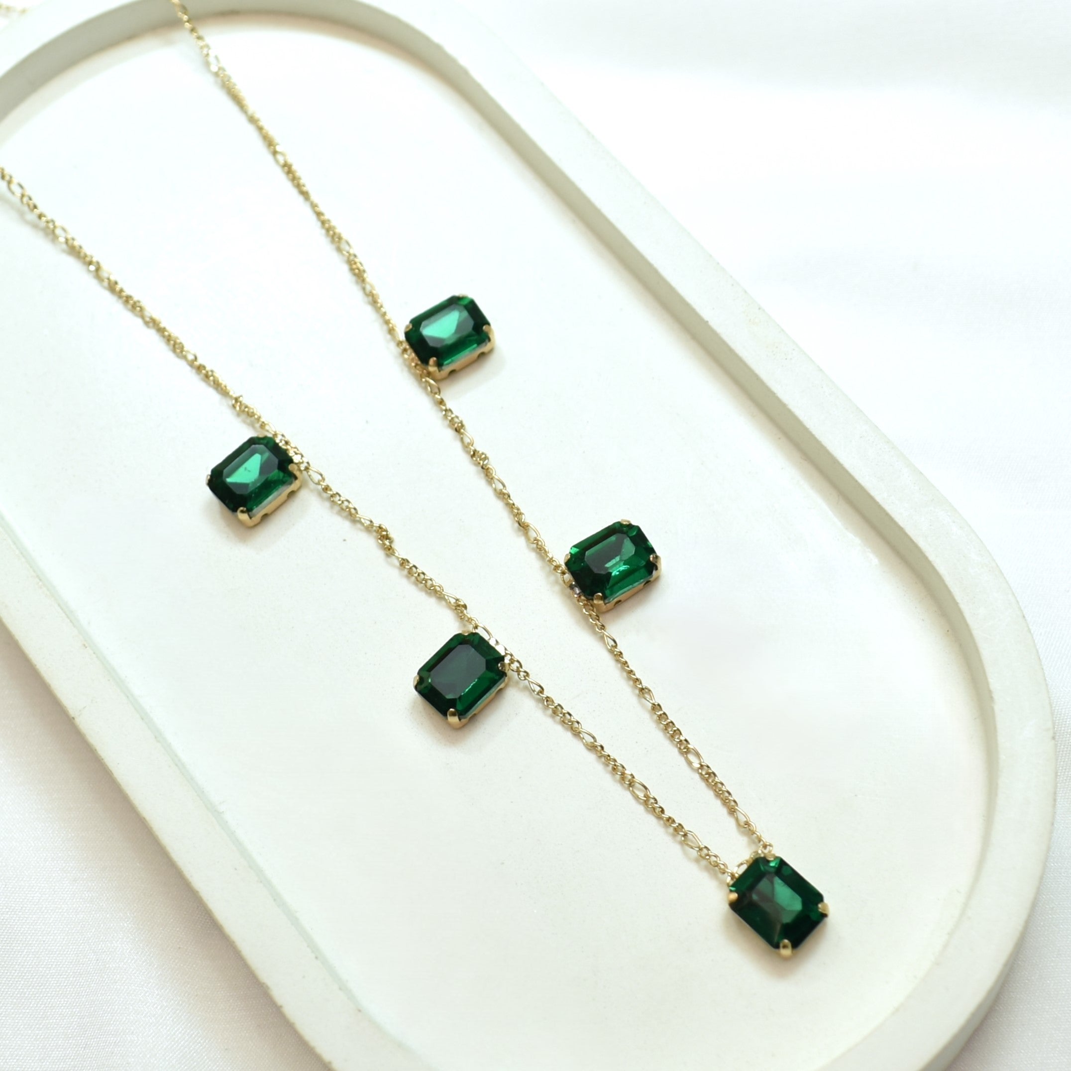 TFC Emerald Stone Gold Plated Necklace