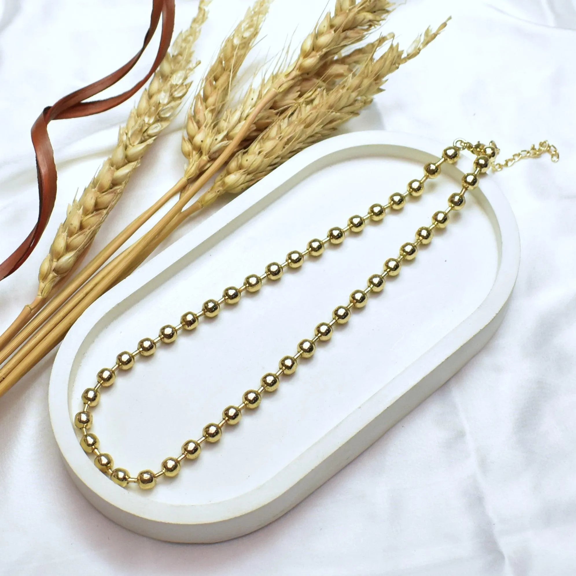 TFC Gold Bead Rush Gold Plated Chain Necklace