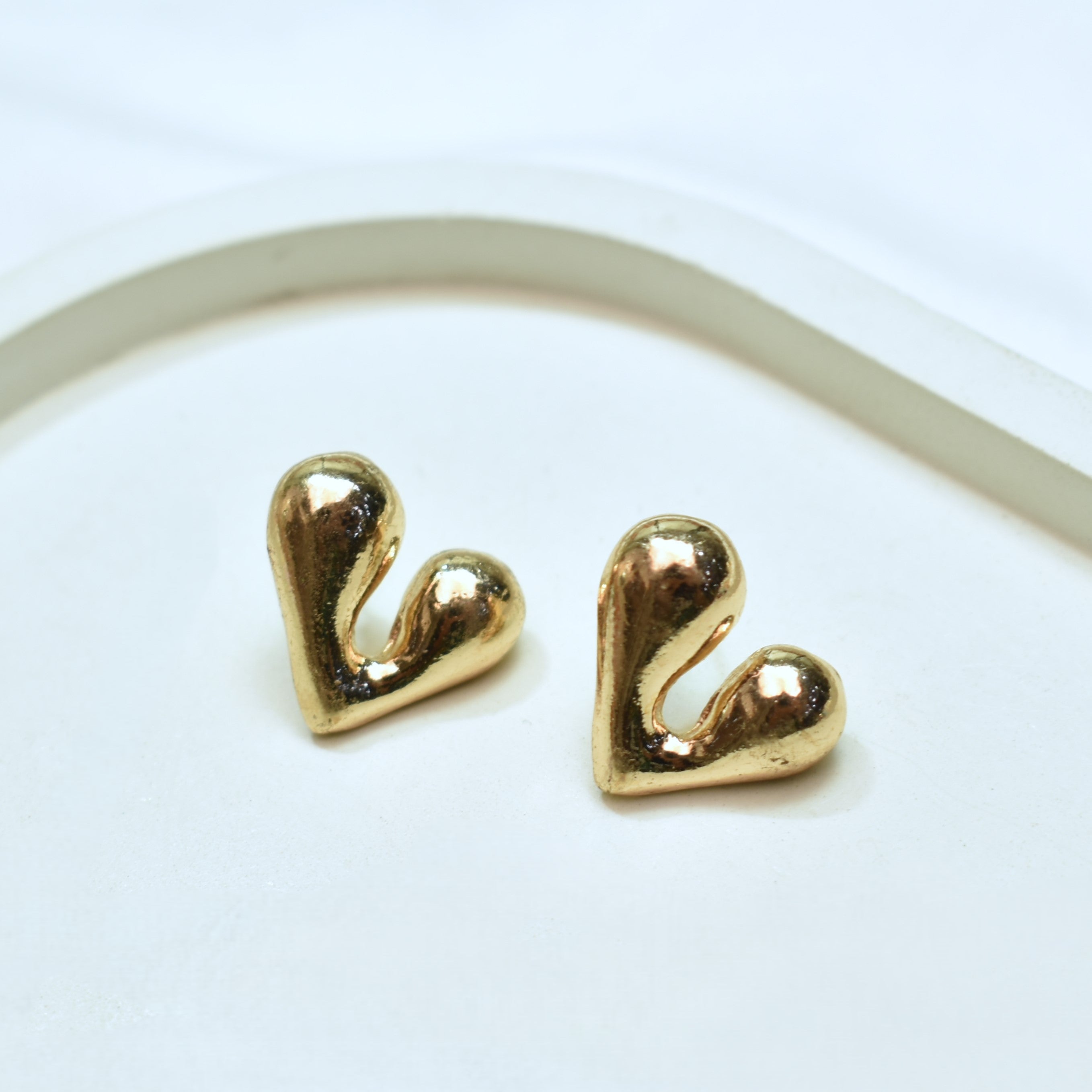 TFC Heart Loop Gold Plated Stud Earrings