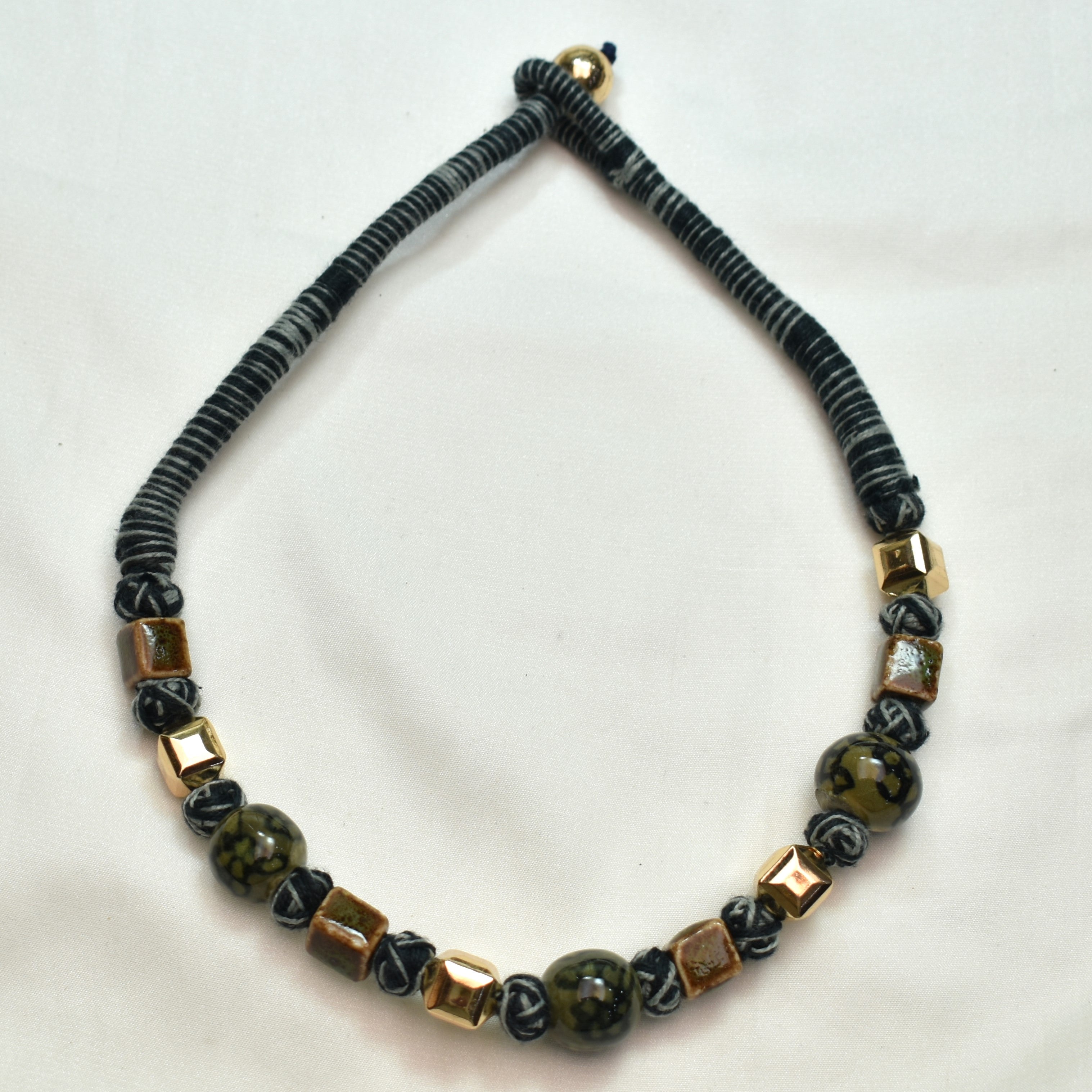 TFC Patwa Art Necklace With Black Thread And Mix beads