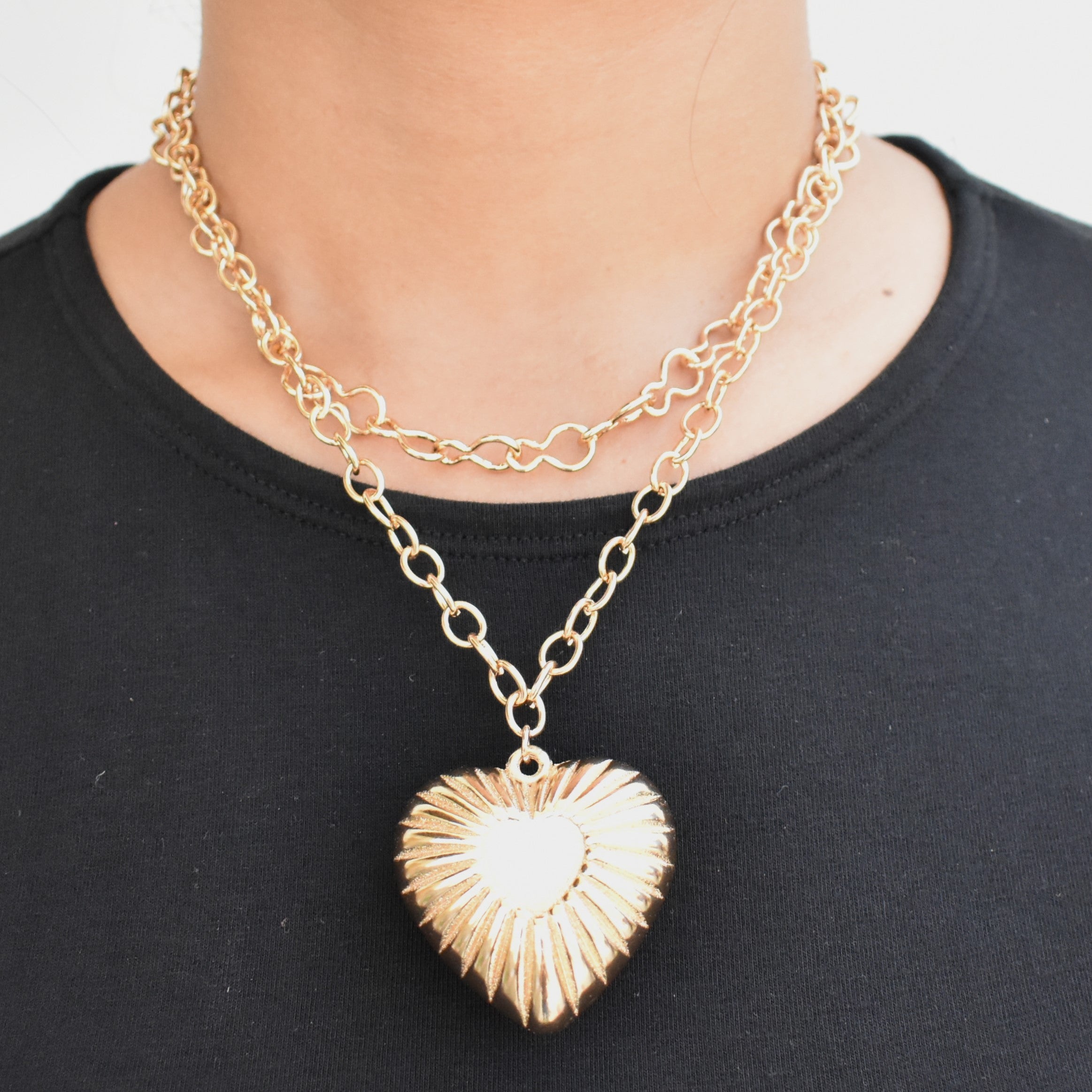 TFC Heart From Heaven Gold Plated Layered Necklace