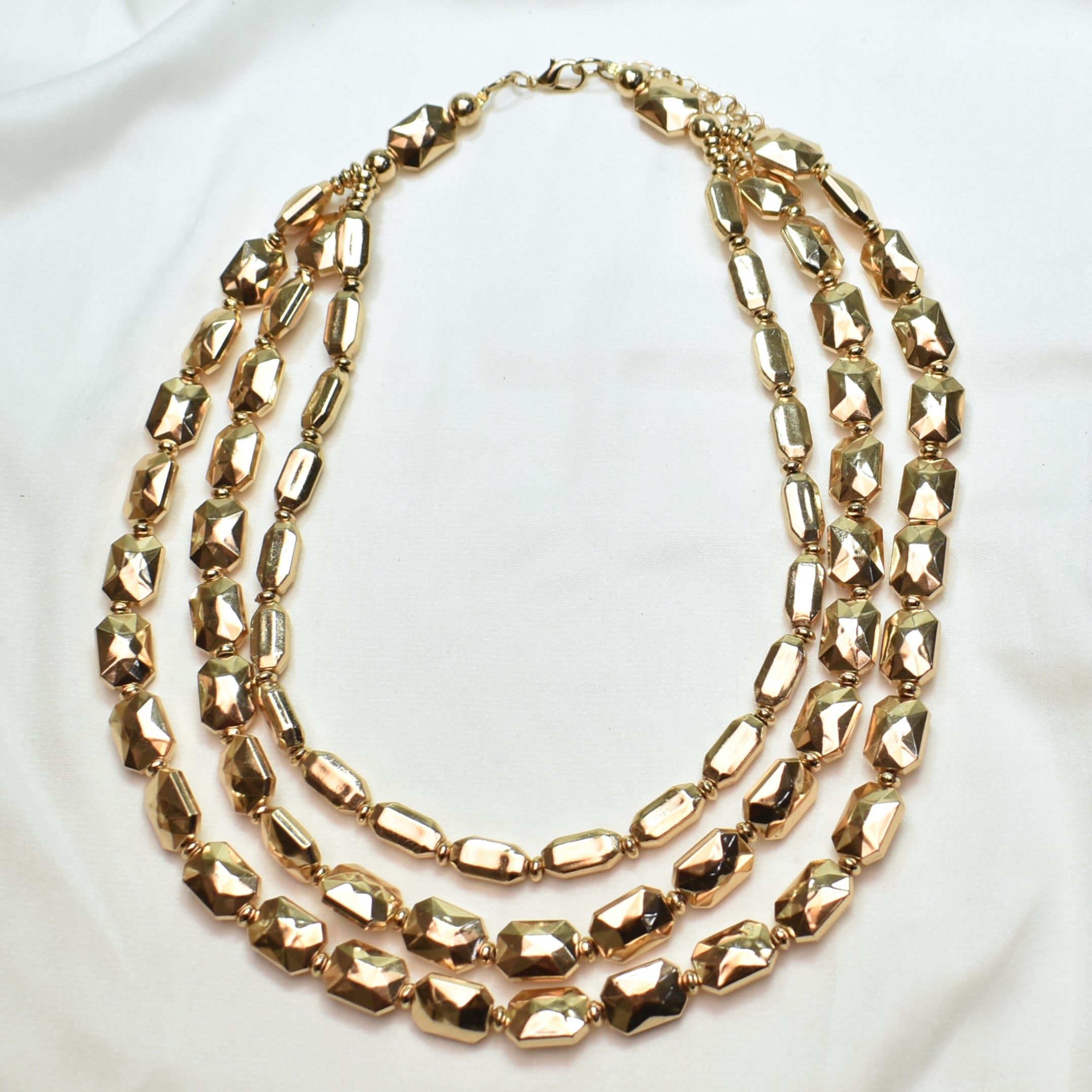 TFC Square Origami Gold Plated Layered Necklace