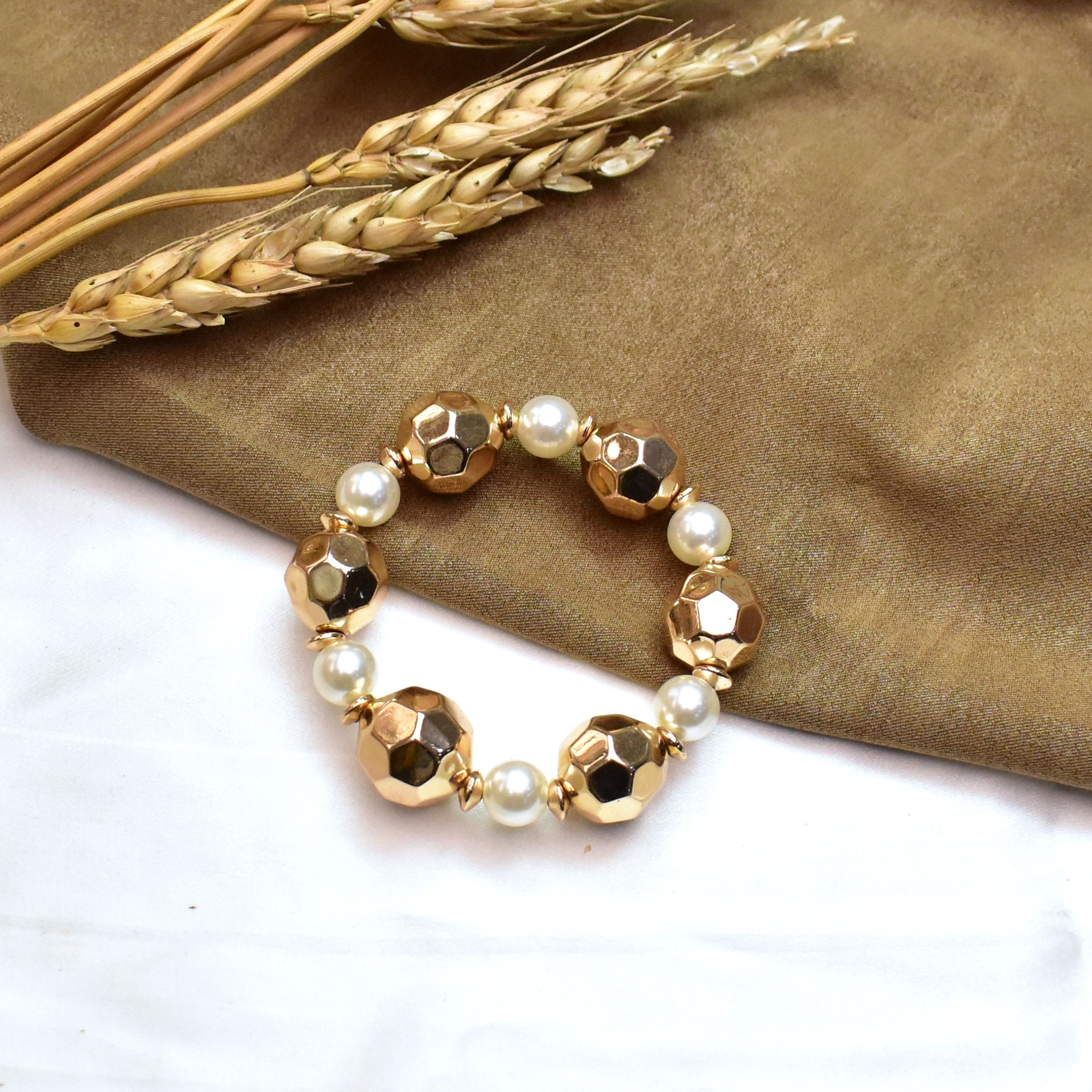 TFC Round Rouge Gold Beaded Bracelet