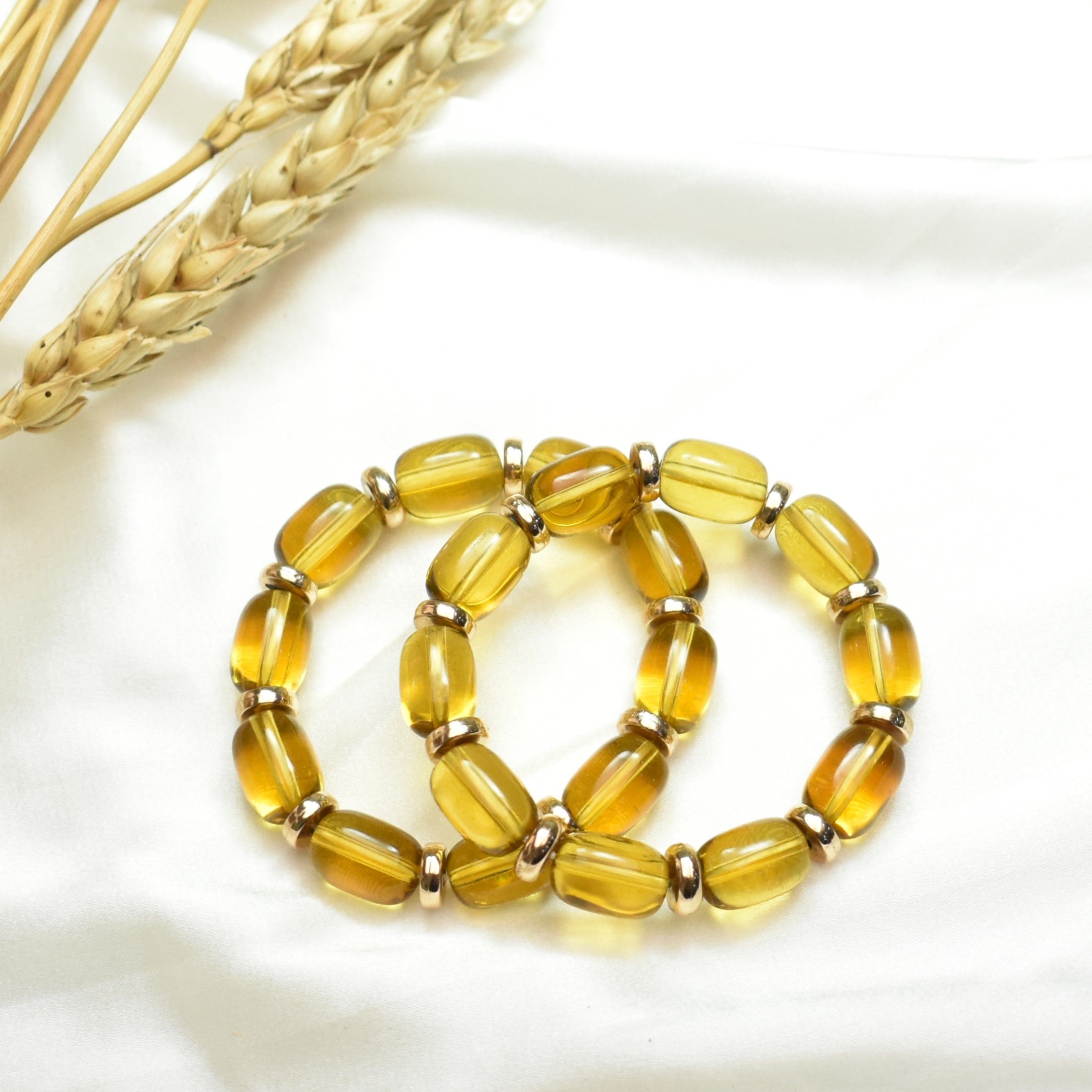 TFC Honeycomb Heaven Gold Beaded Bracelet (set of 2)