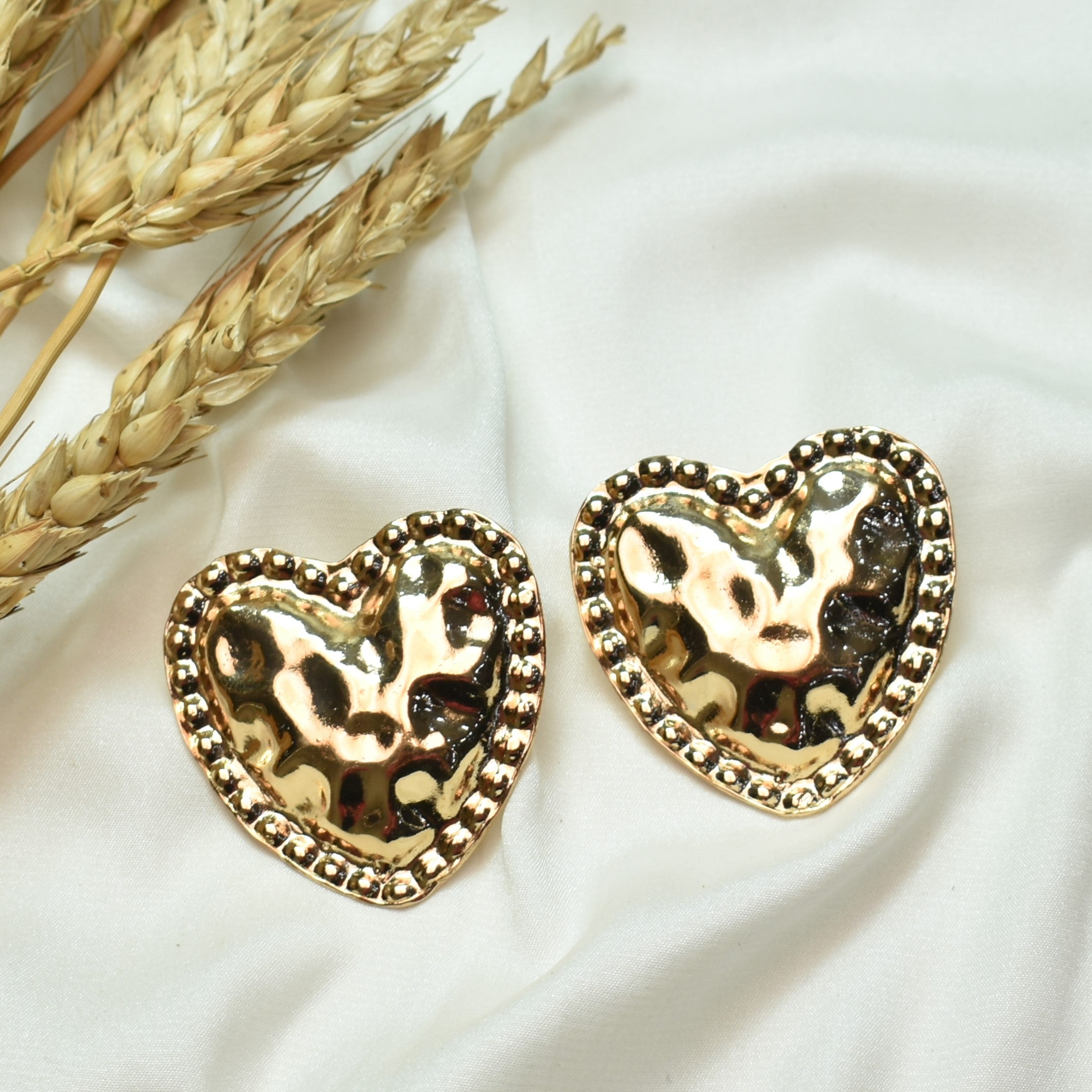 TFC Bold Heart Gold Plated Stud Earrings