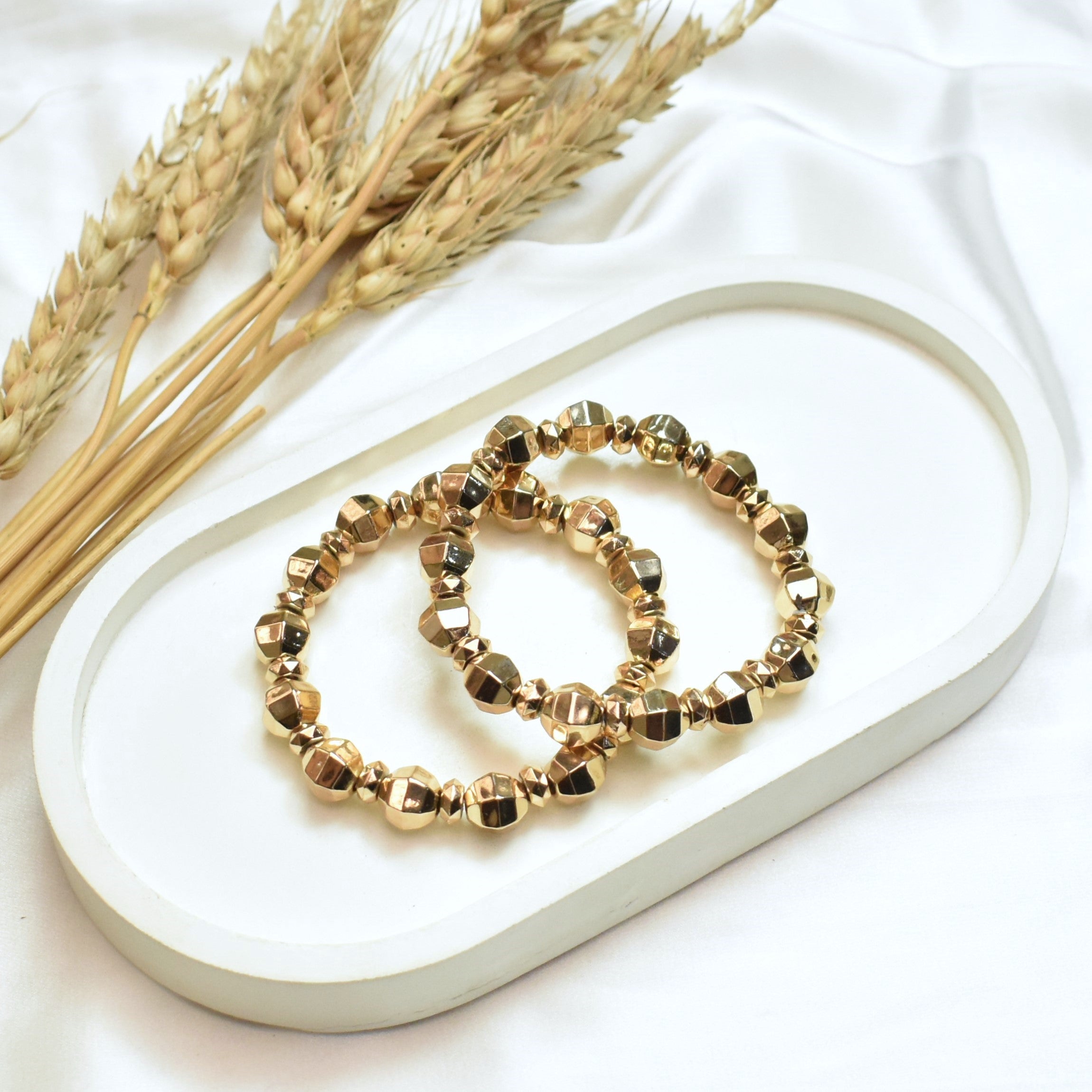 TFC Round & Radiant Gold Plated Bracelet (Set of 2)