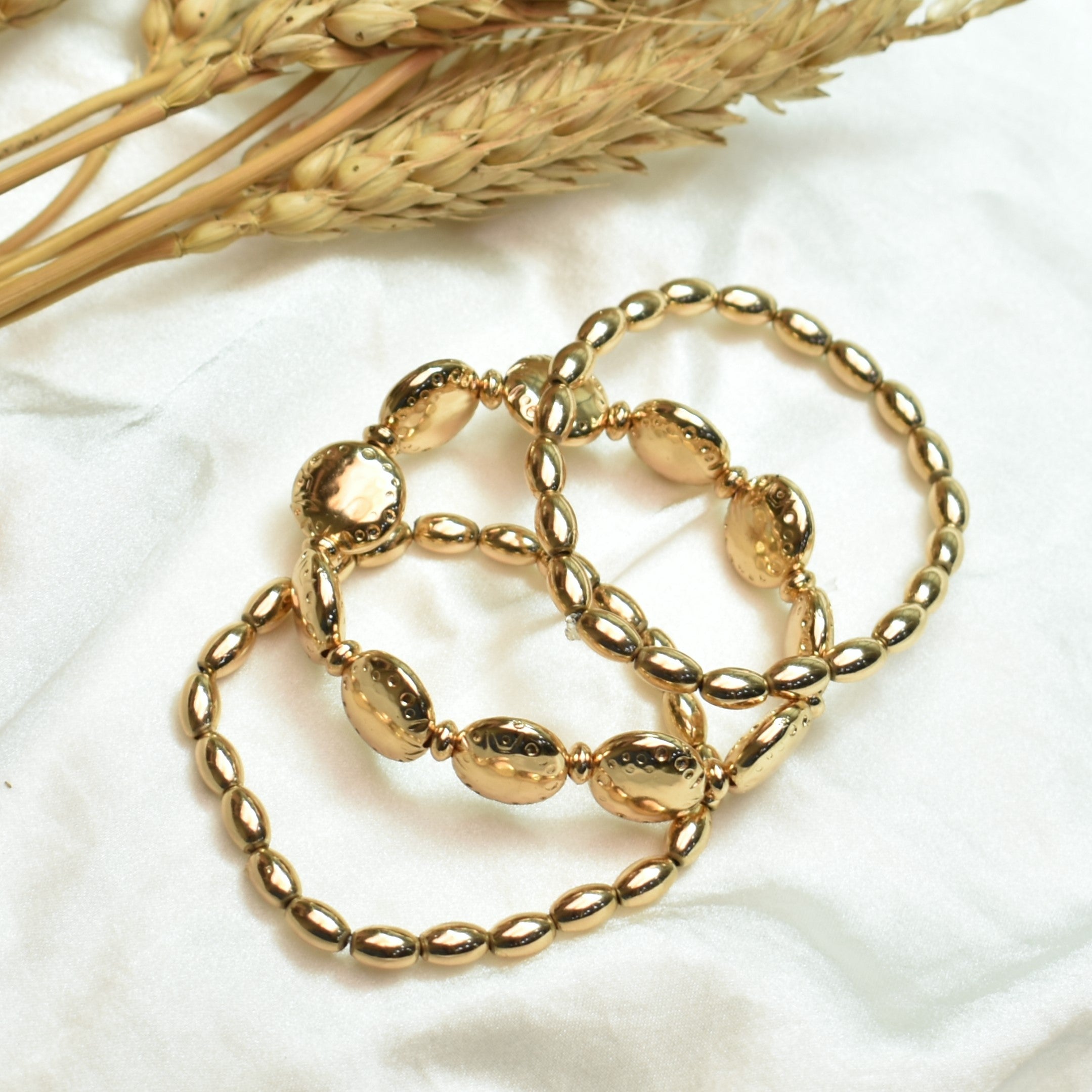 TFC Mashed Sleek Circle Gold Plated  Stacked Bracelet (set of 3)