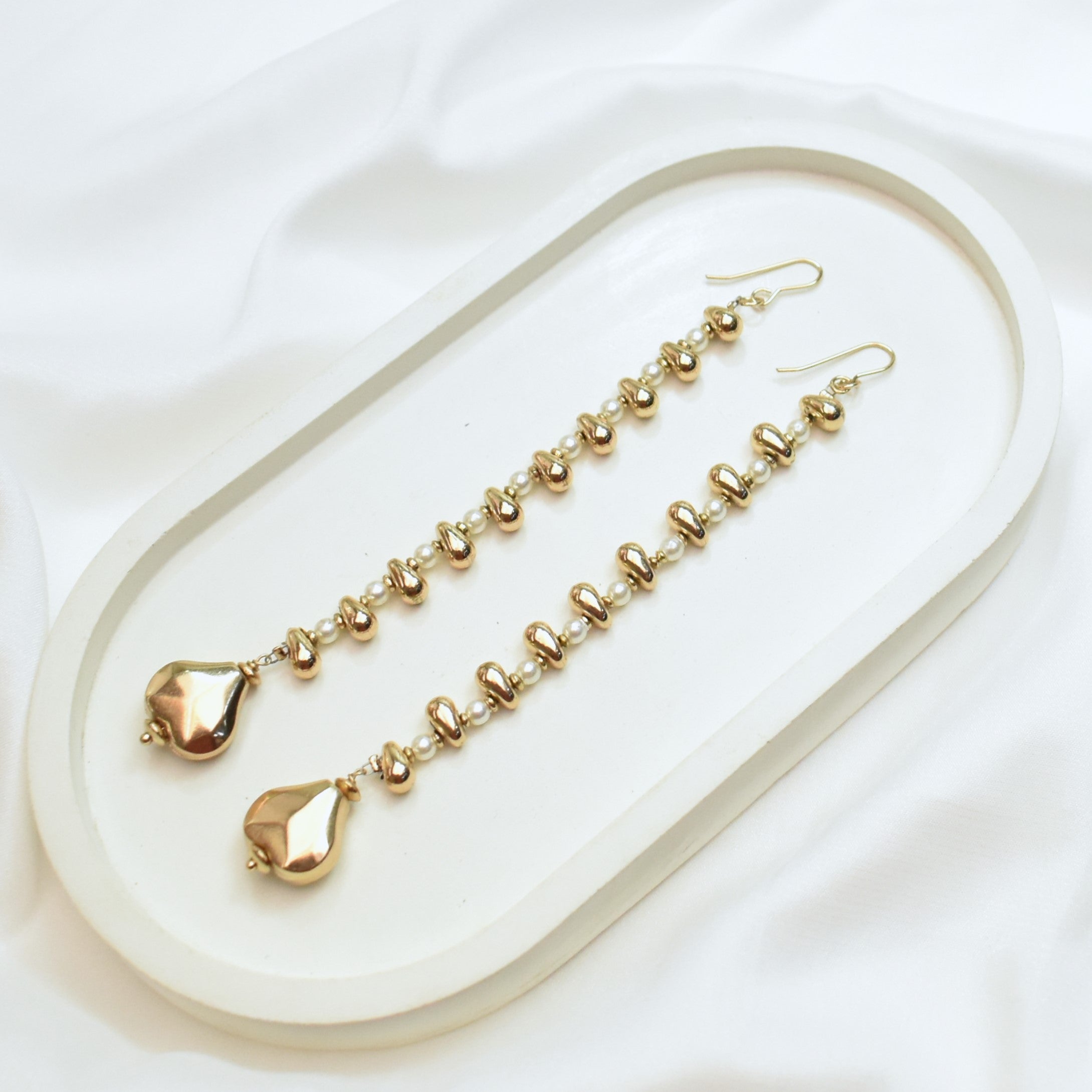 TFC Pearlallel Universe Gold Plated Dangler Earrings