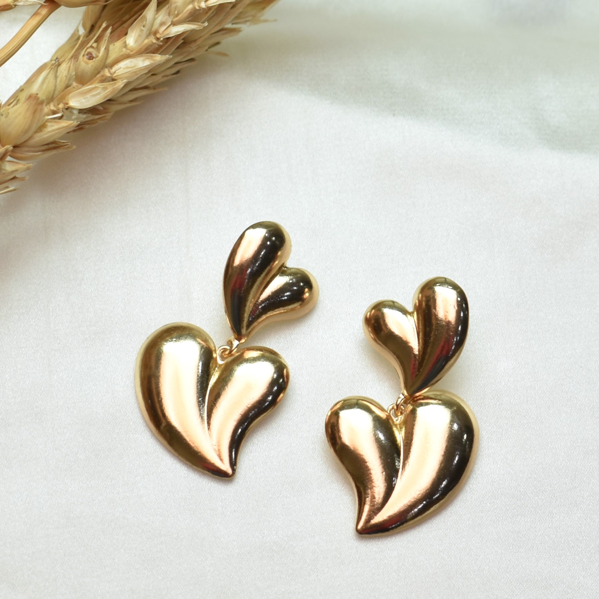 TFC Wavey Heart Gold Plated Dangler Earrings