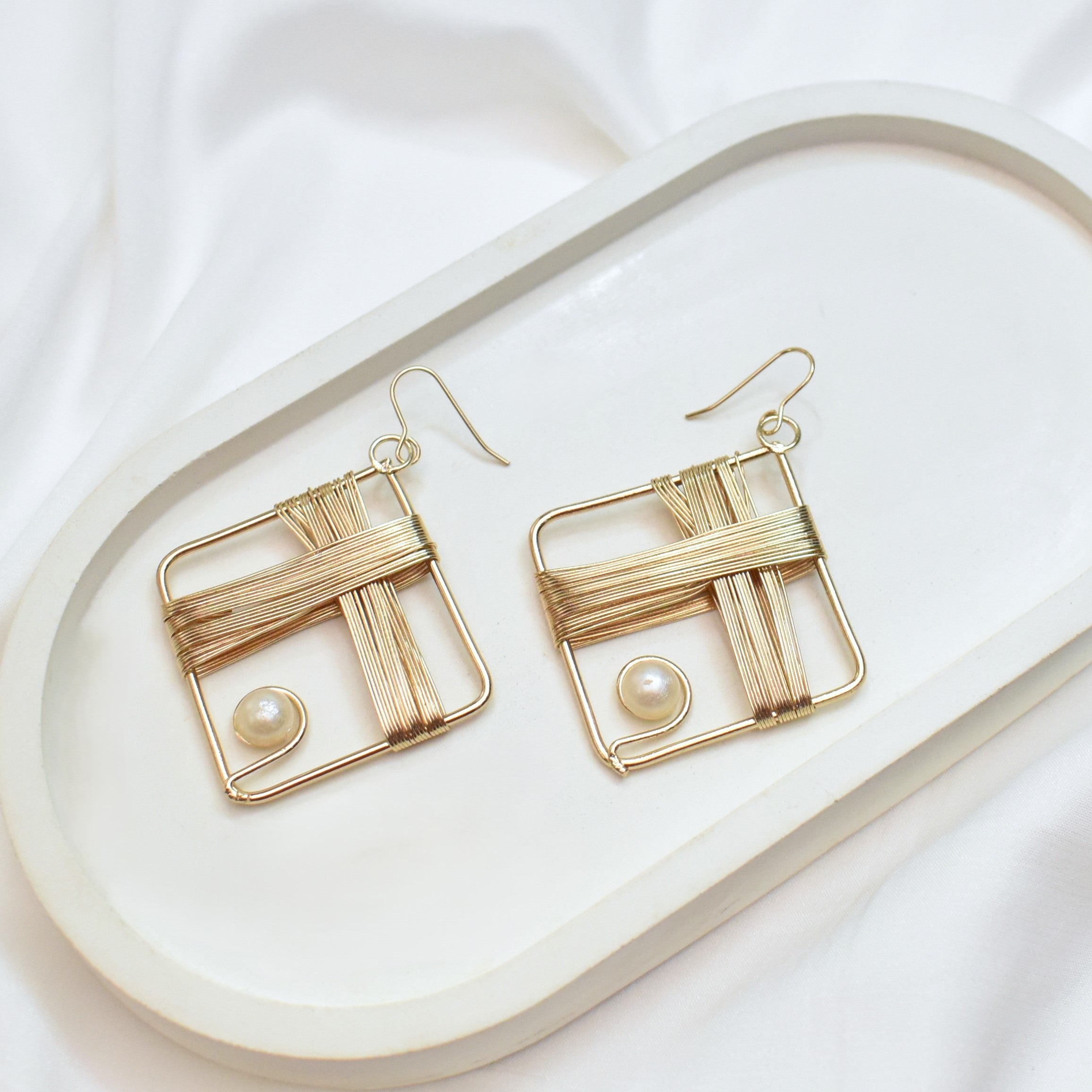 TFC Square Wrap Gold Plated Dangler Earrings