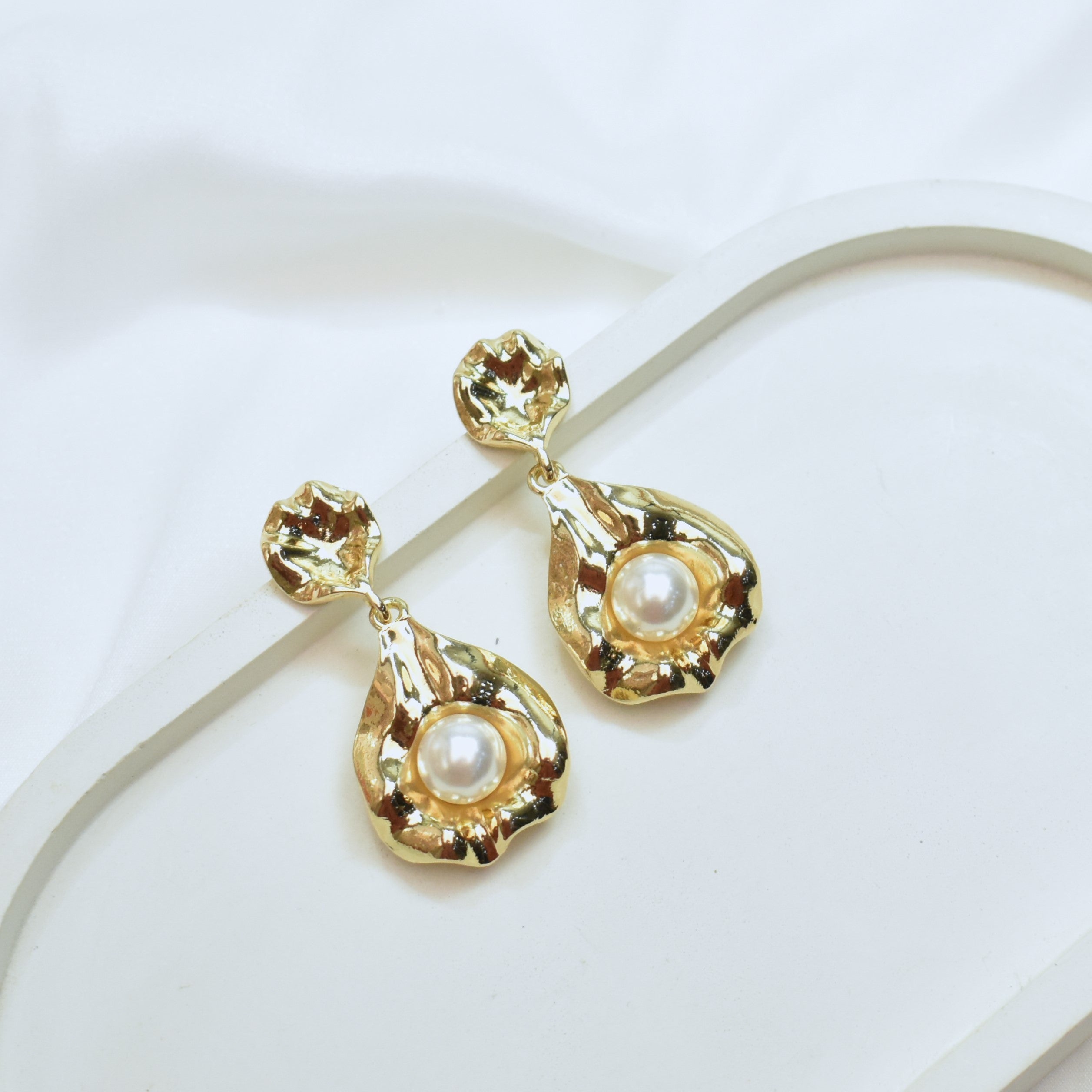 TFC Pearl Nesty Gold Plated Dangler Earrings