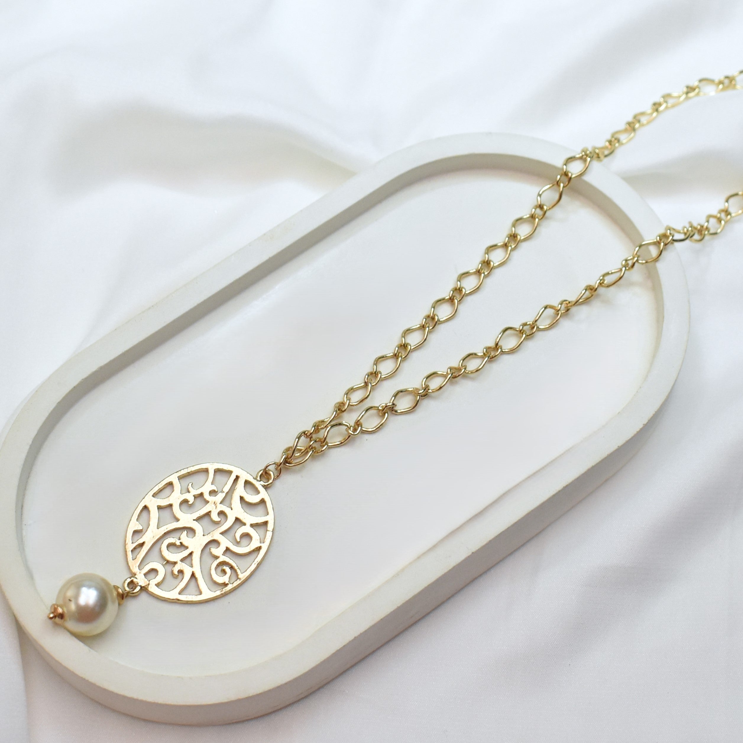 TFC Swirl Net Gold Plated Pendant Necklace