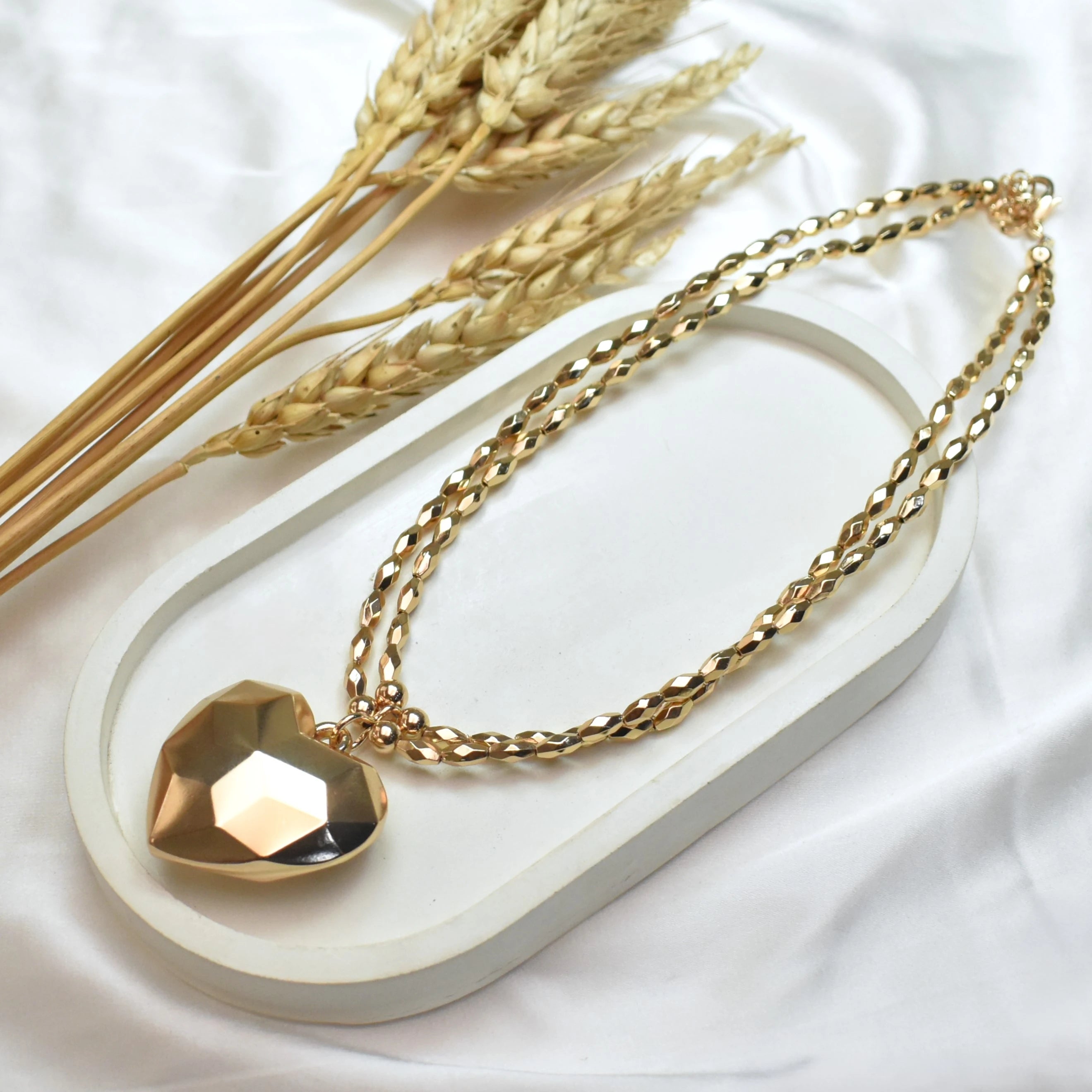 TFC Poppy Heart Gold Plated Layered Necklace