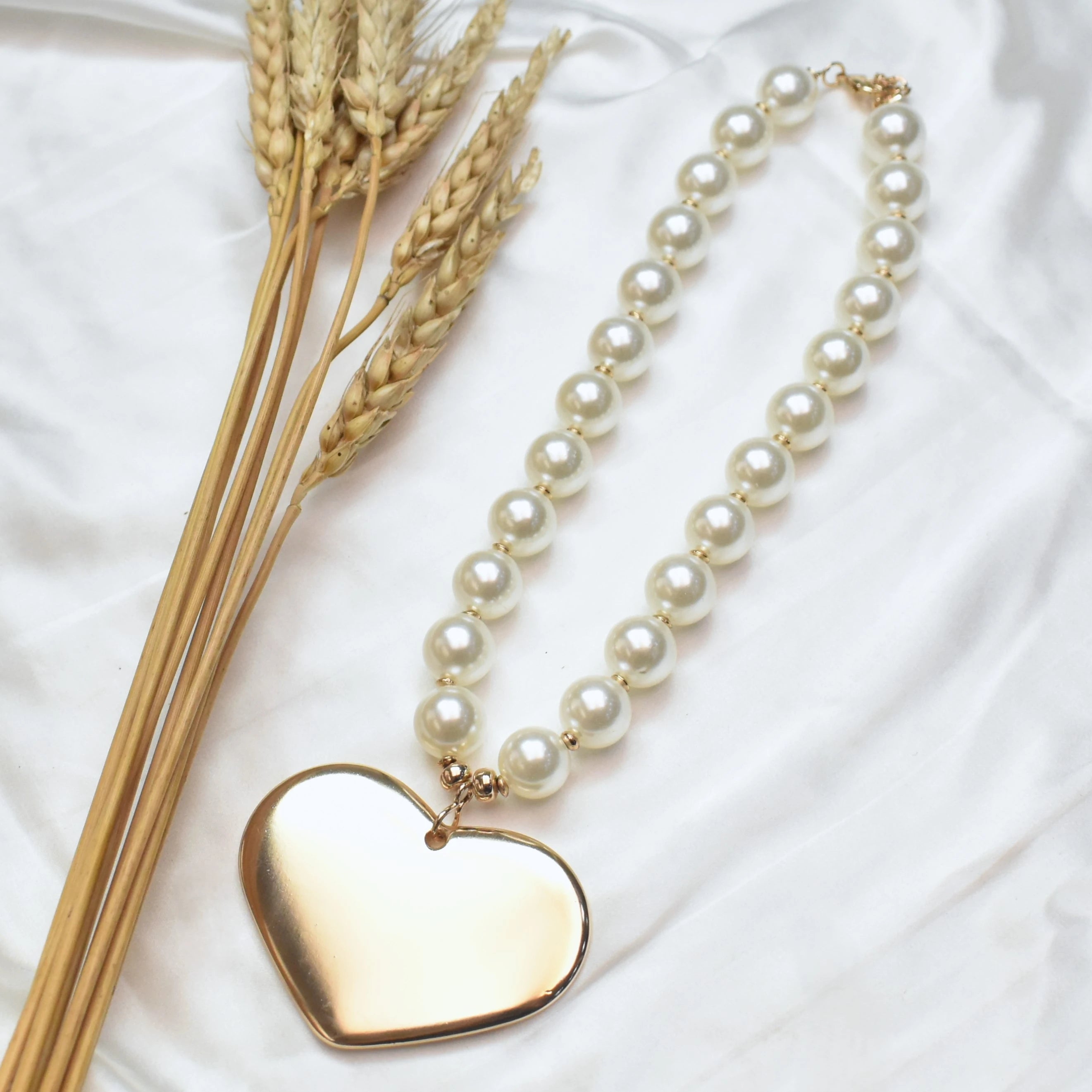 TFC Pearl Heart Beat Gold Plated Necklace