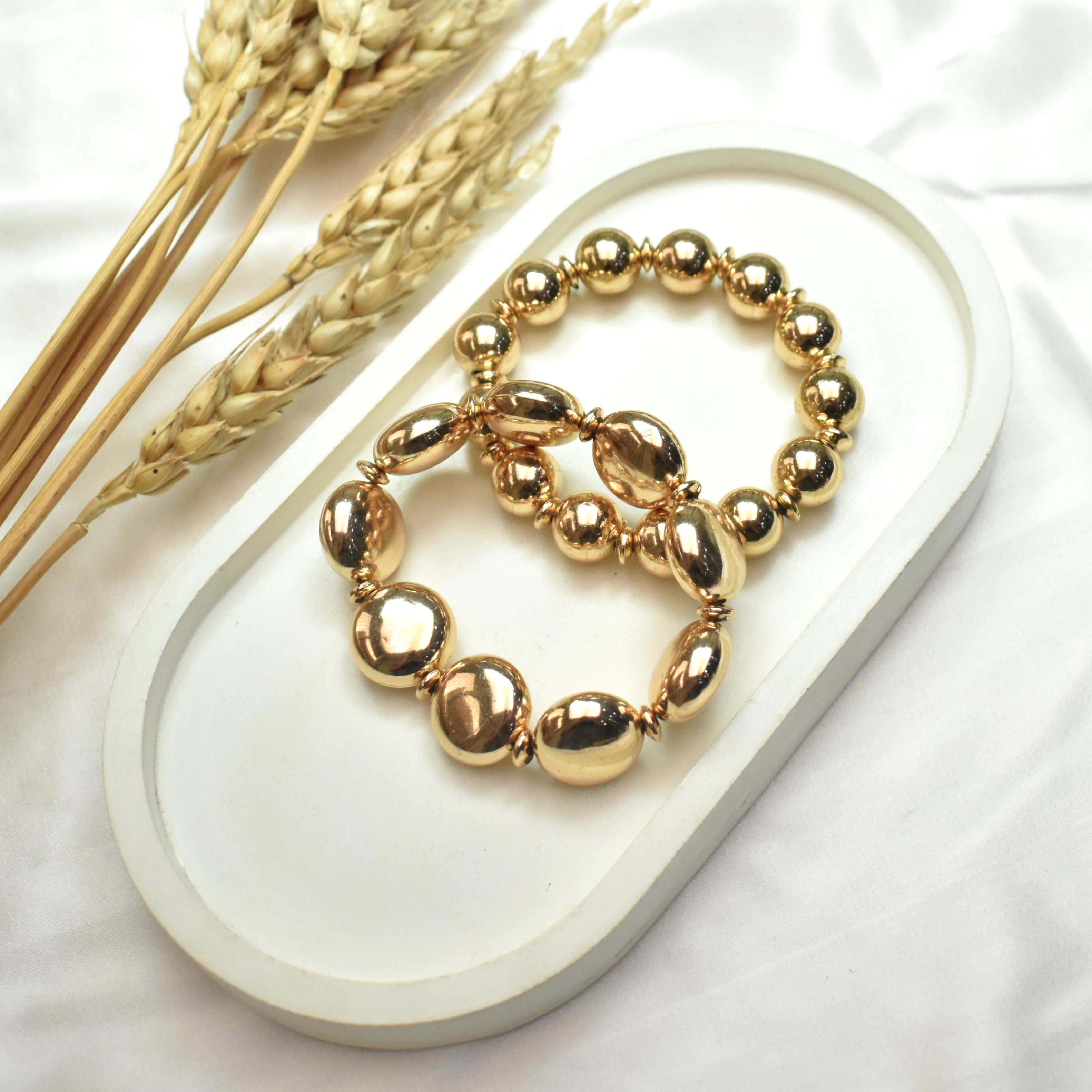 TFC Sphere Of Light Gold Beaded Bracelet (set of2)