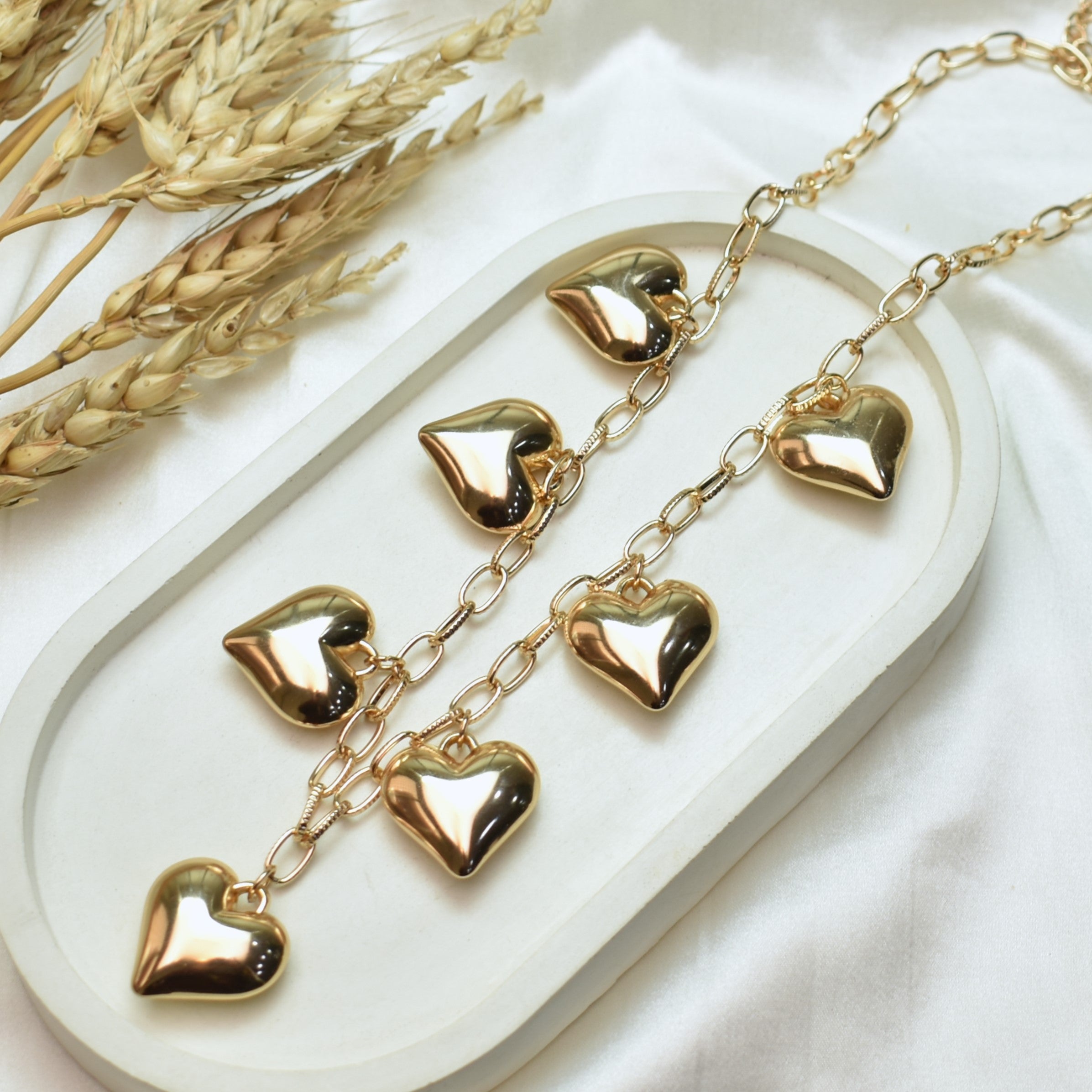 TFC Bold Seven Heart Gold Plated Necklace