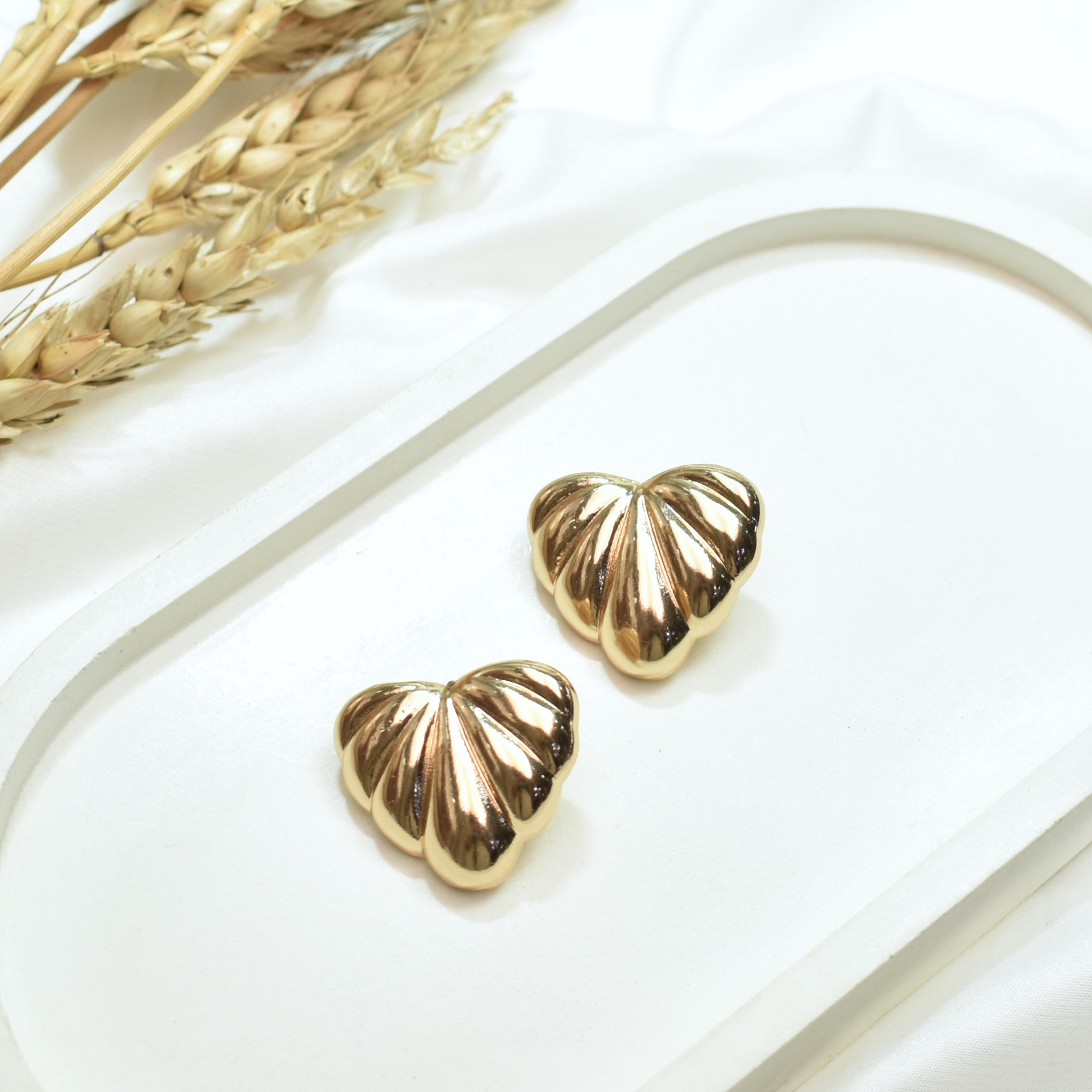 TFC Leaf Of Jewel Gold Plated Stud Earrings