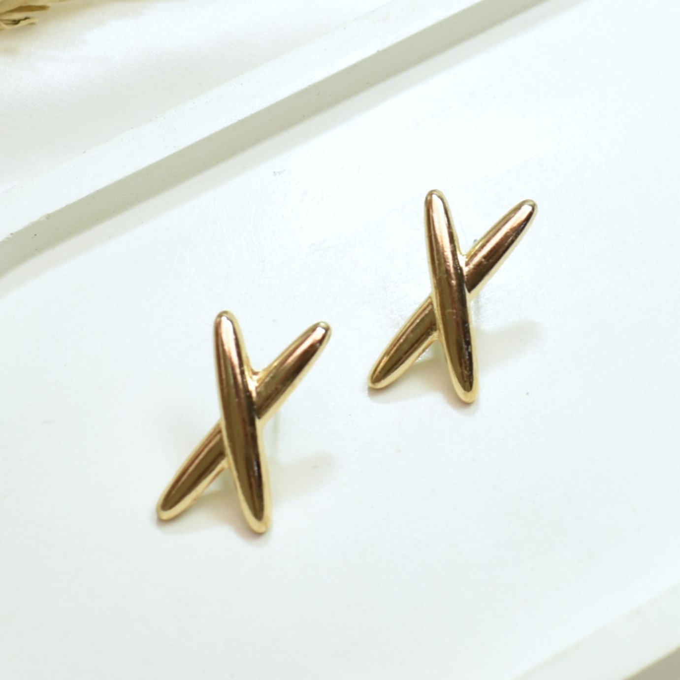 TFC Unity Cross Gold Plated Stud Earrings